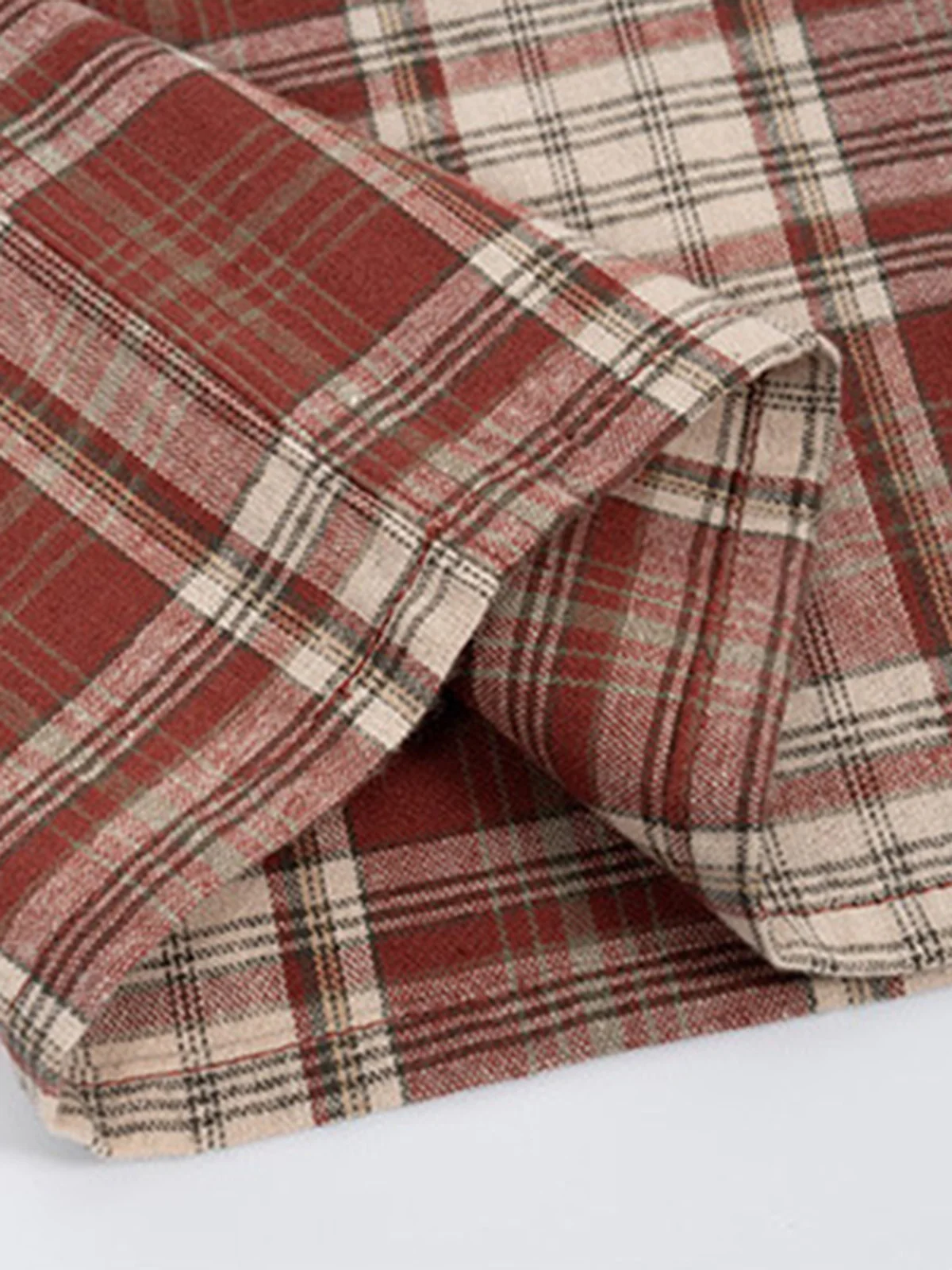 Loose-fit Popular Short Checkered Shirt - Image 4
