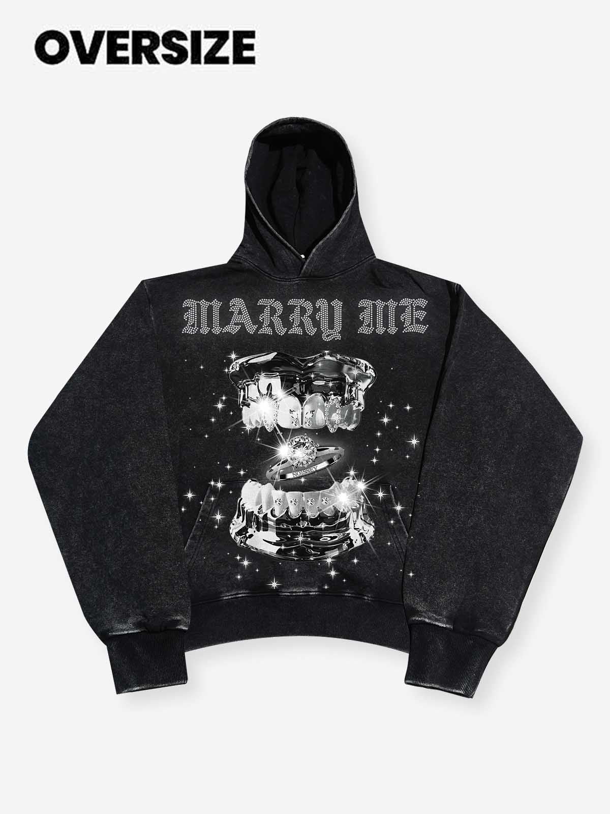 MARRY ME Black Washed Hoodie - Image 2