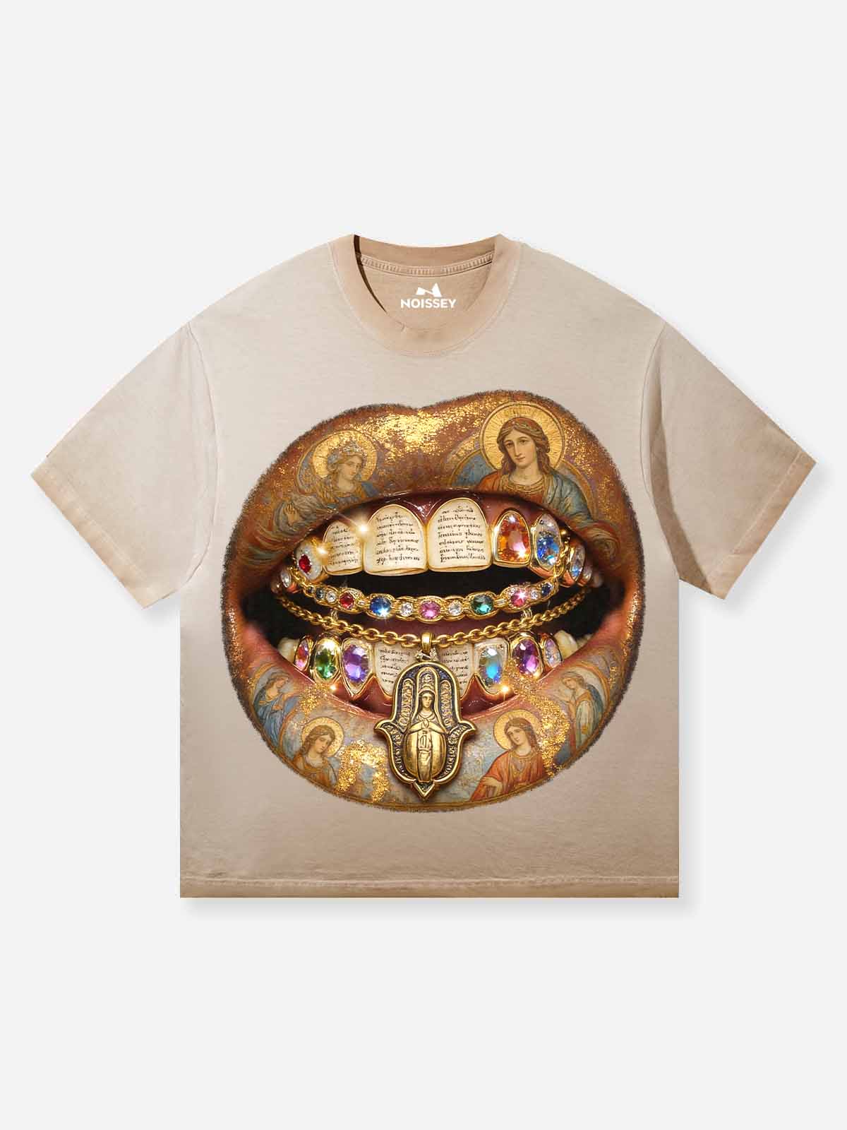 Medieval fresco grillz art print T-shirt