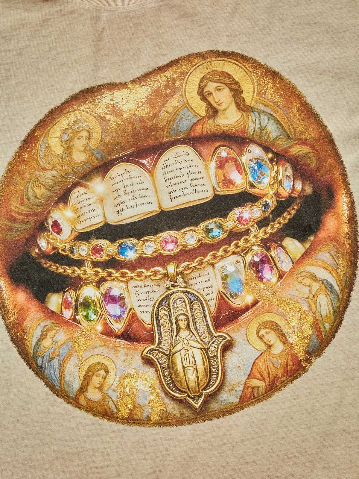 Medieval fresco grillz art print T-shirt - Image 2