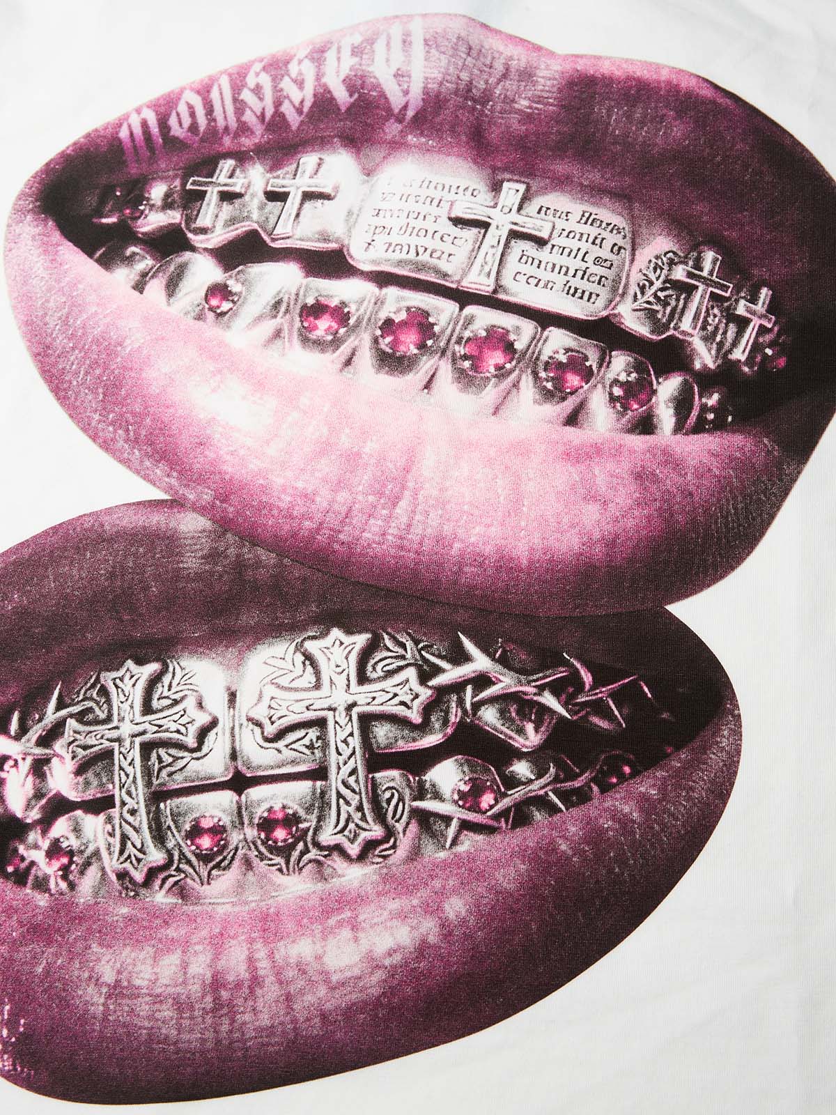 Metal Cross Diamond Grillz Print Boxy Oversized T-shirt - Image 4