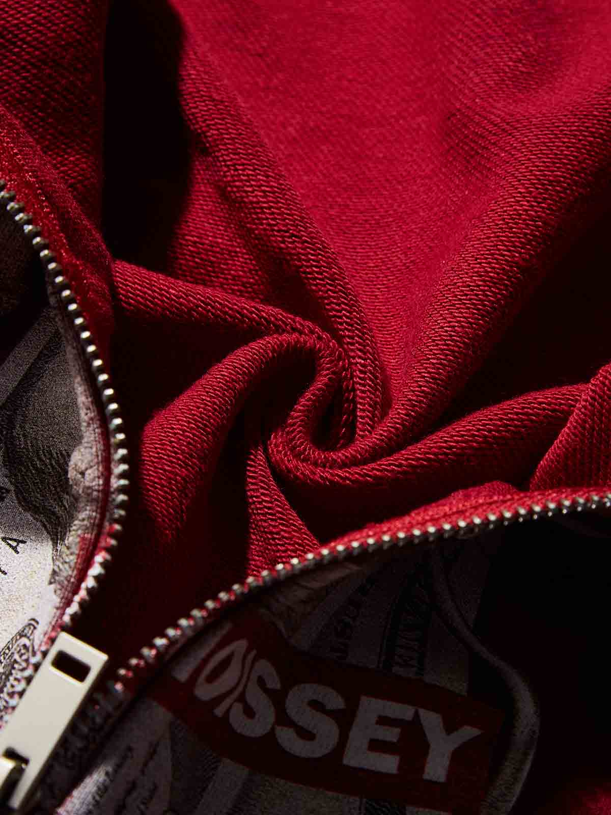 NOISSEY "Money Maker" Rhinestone Zip-Up Hoodie - Deep Red - Image 5