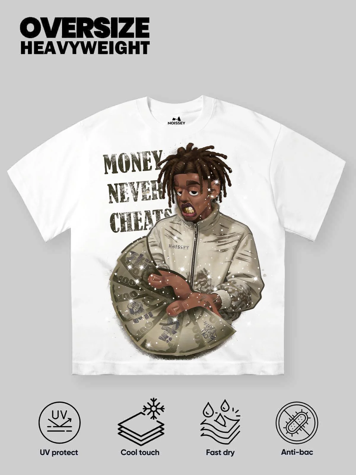 NOISSEY "MONEY NEVER CHEATS" ART PRINT - CASH BELIEF OVERSIZED TEE - Image 2