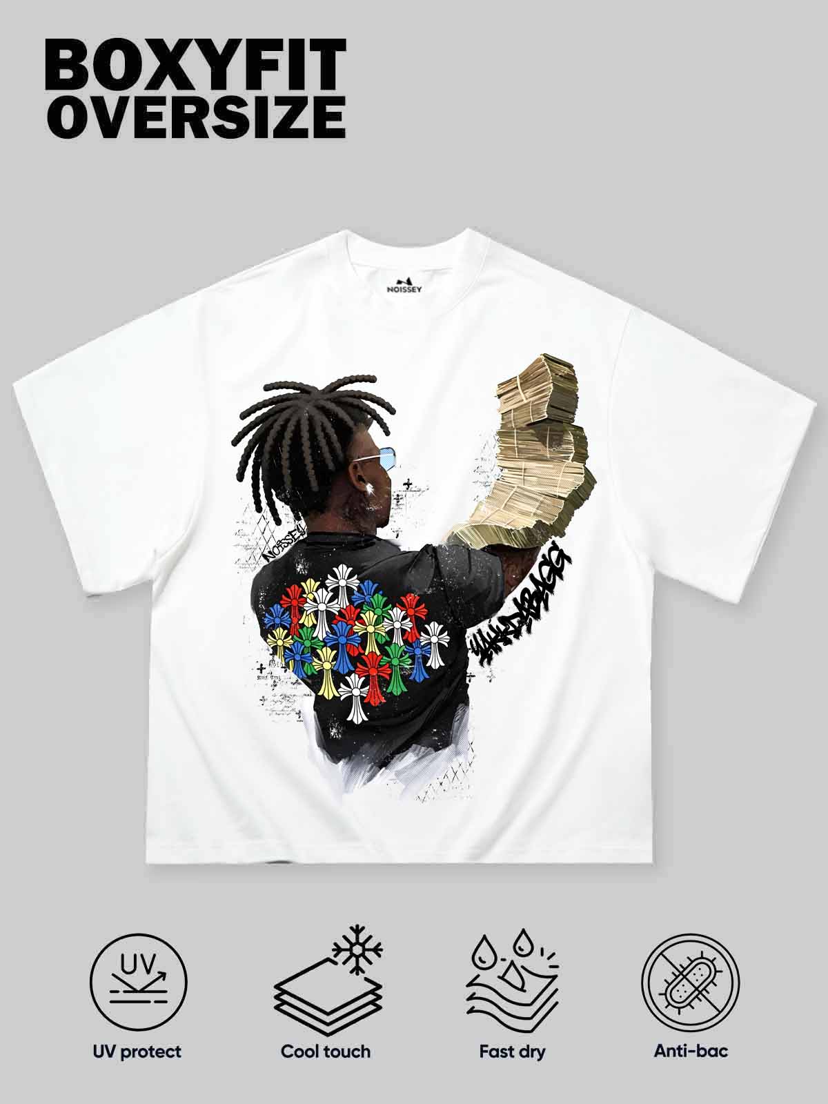 NOISSEY MONEY STACK ART - MULTICOLOR CROSS BOXY TEE - Image 2