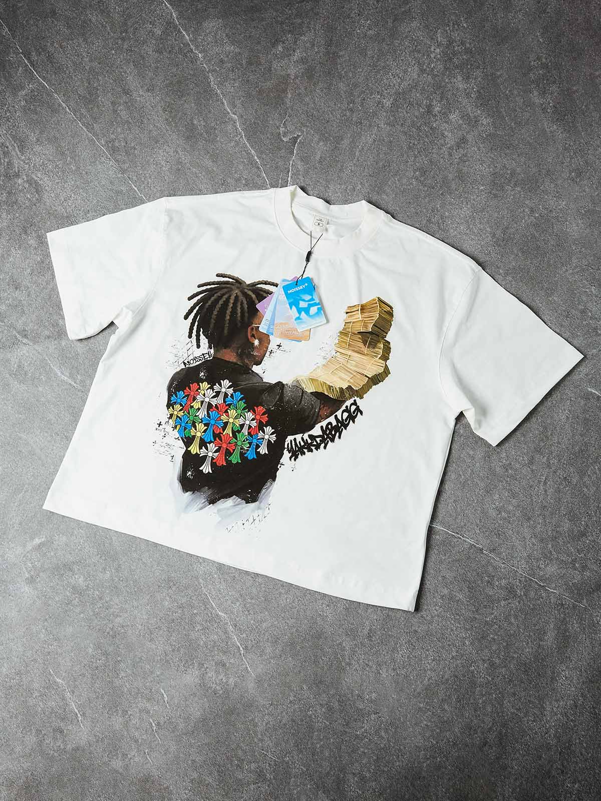 NOISSEY MONEY STACK ART - MULTICOLOR CROSS BOXY TEE - Image 6