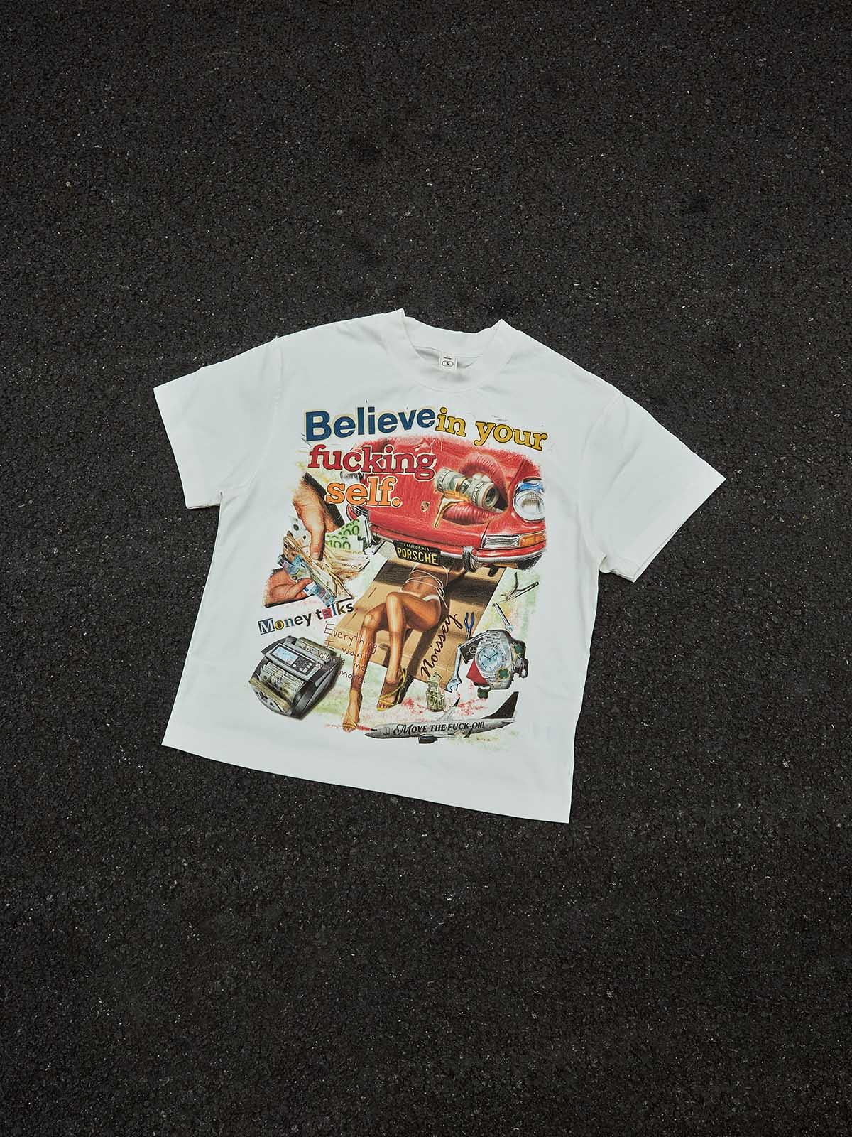 "MONEY TALKS" Bold Graffiti Art Print Statement T-Shirt - Image 10