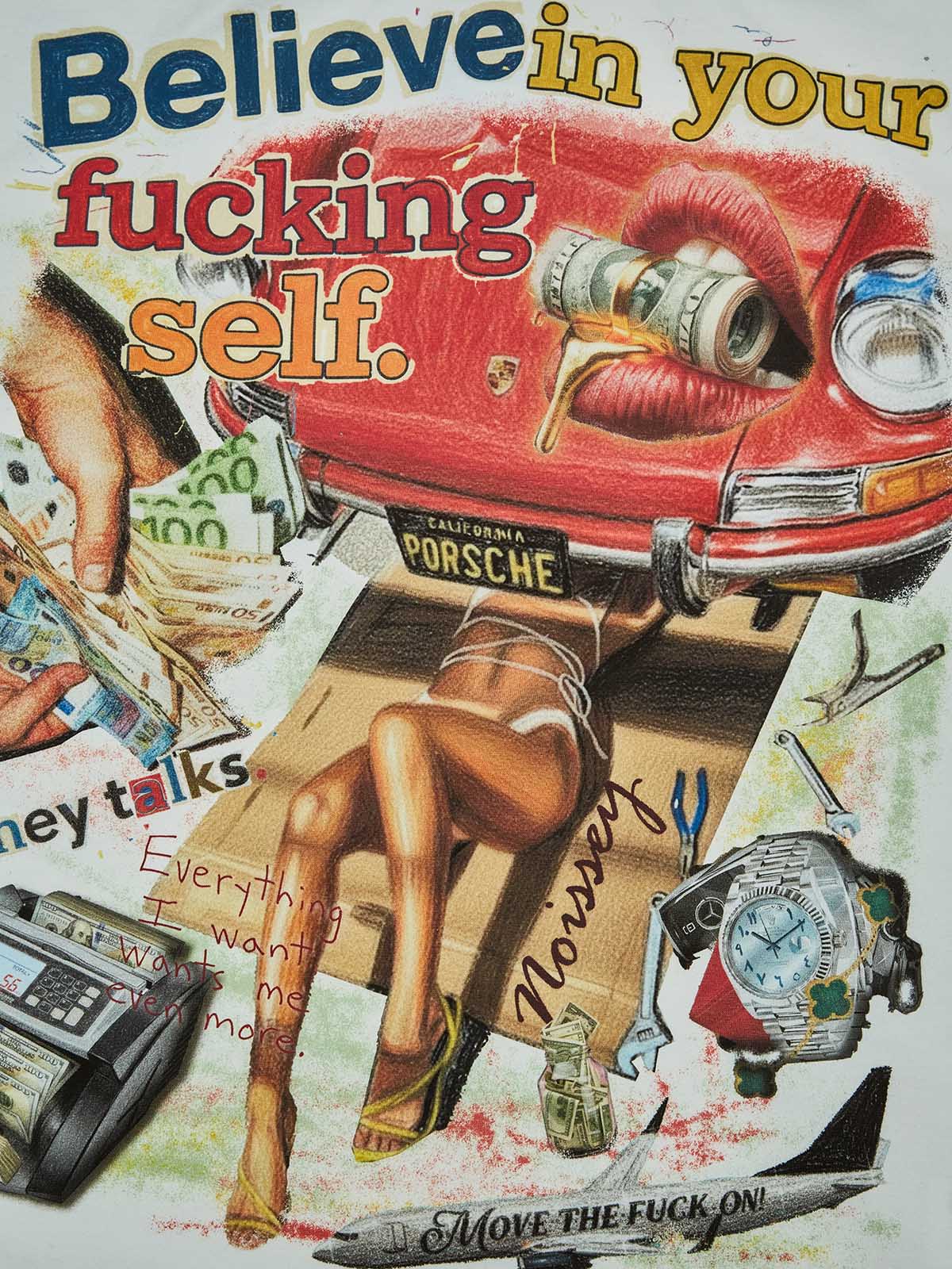 "MONEY TALKS" Bold Graffiti Art Print Statement T-Shirt - Image 2