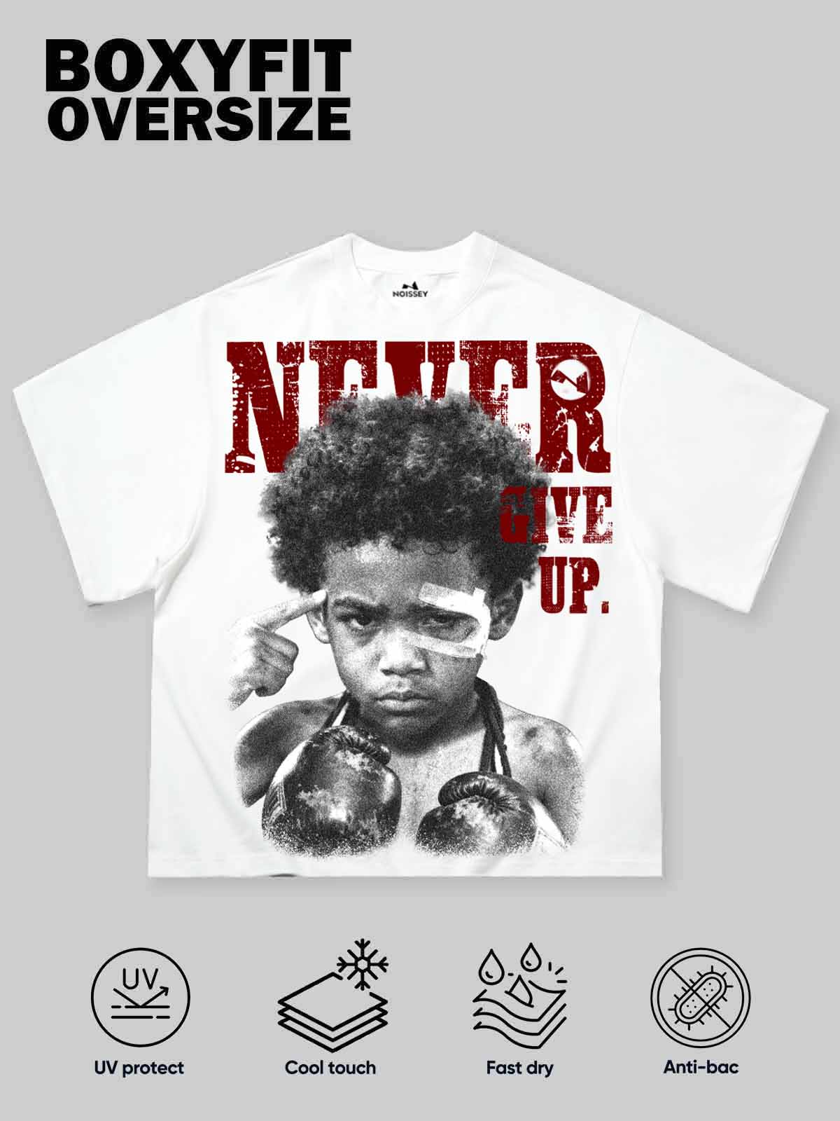 NOISSEY "Never Give Up" Boxing Portrait Cooling Boxy Tee - Image 10