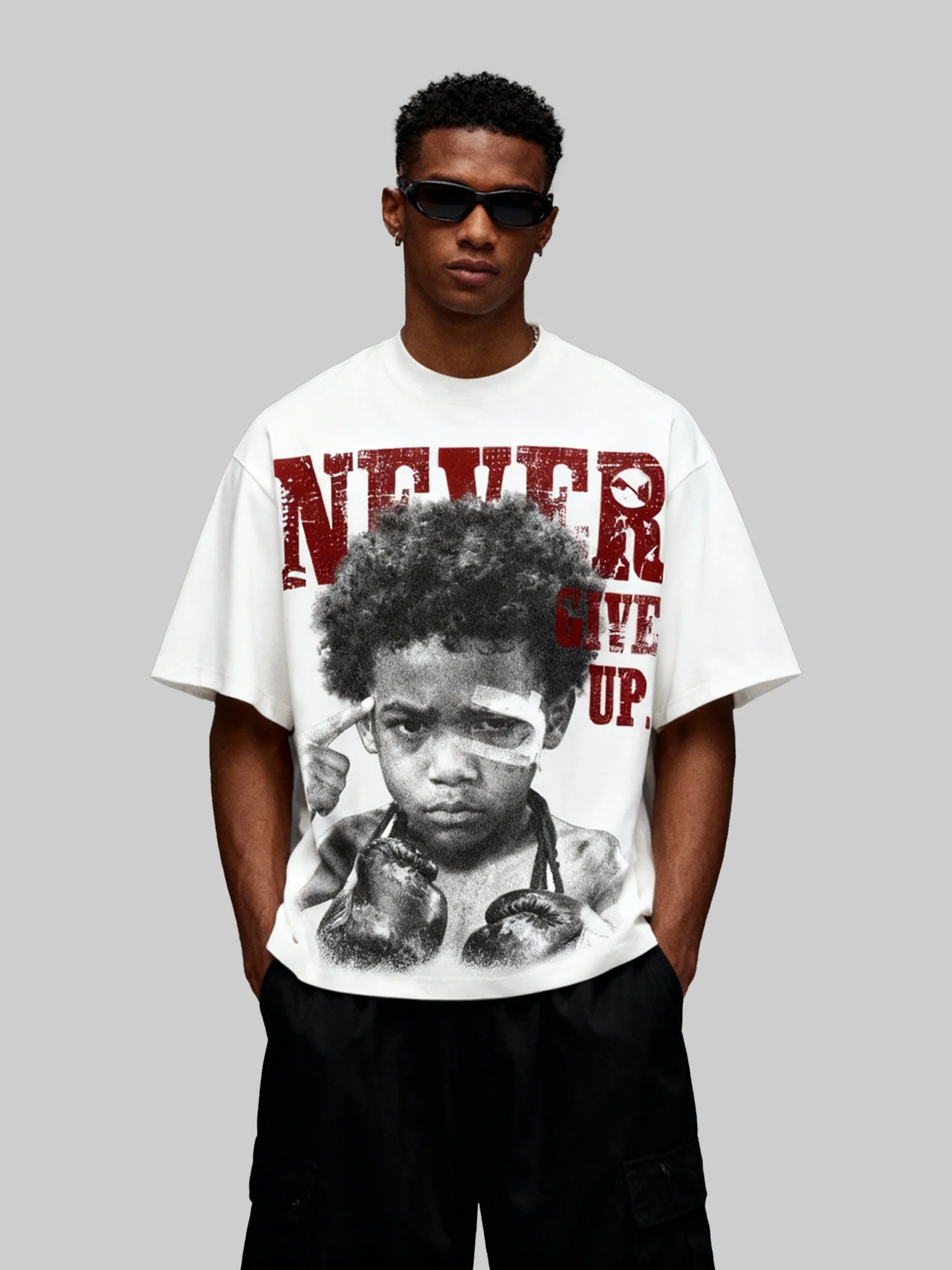 NOISSEY "Never Give Up" Boxing Portrait Cooling Boxy Tee - Image 5