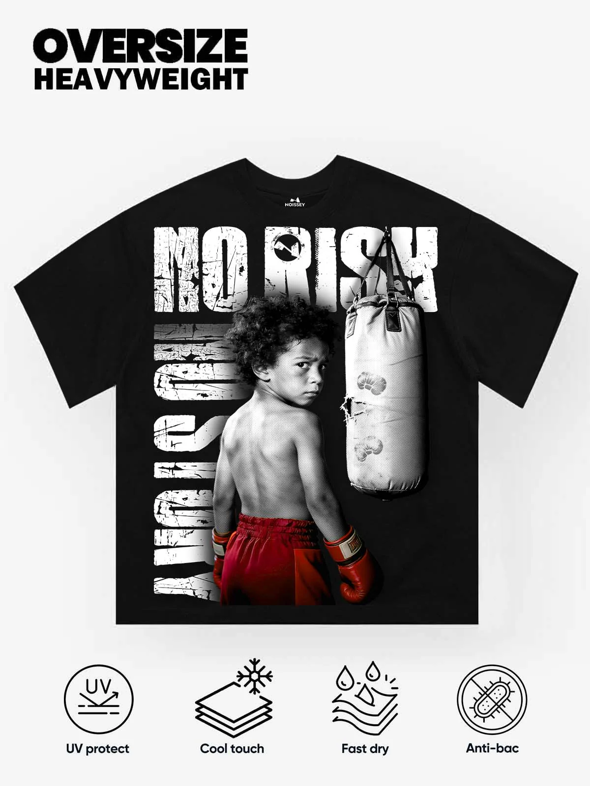NO RISK NO STORY Heavyweight Cotton T-Shirt - Oversized Movie Poster Print - Image 2