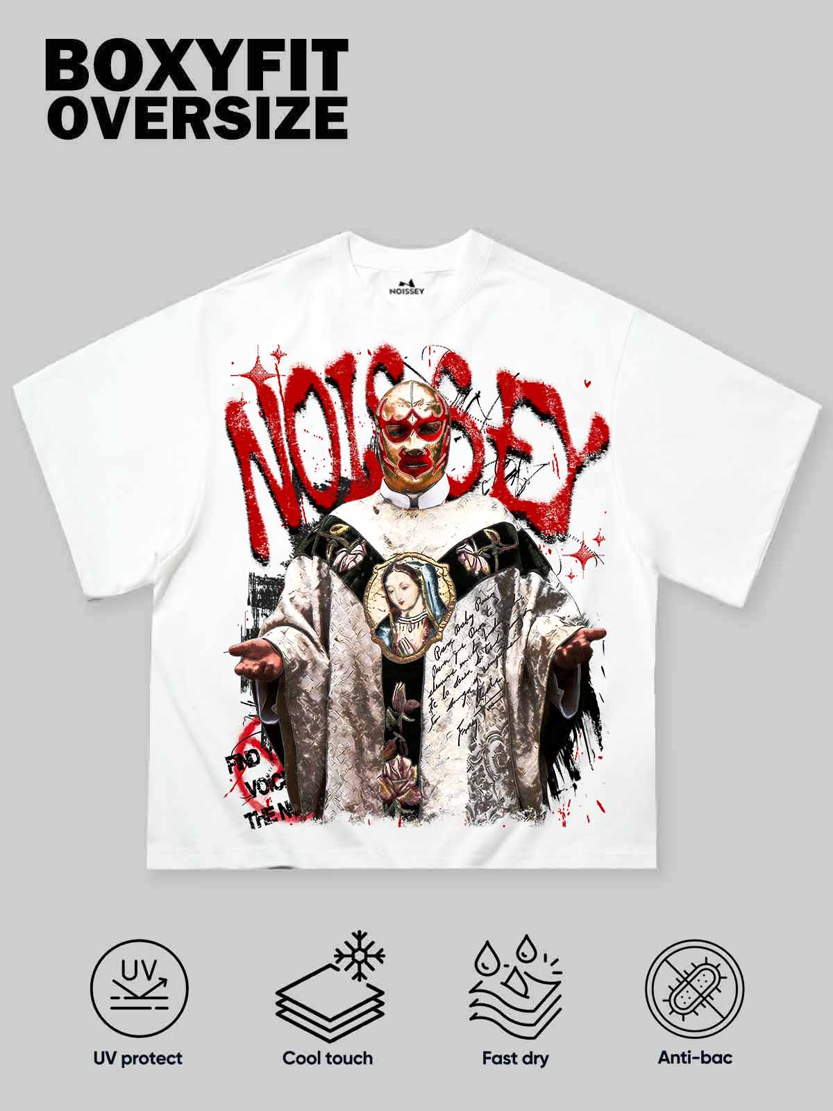 NOISE FAD VOICE THEN — Wrestler Priest Graffiti Art Print Short-Sleeve T-Shirt - Image 2