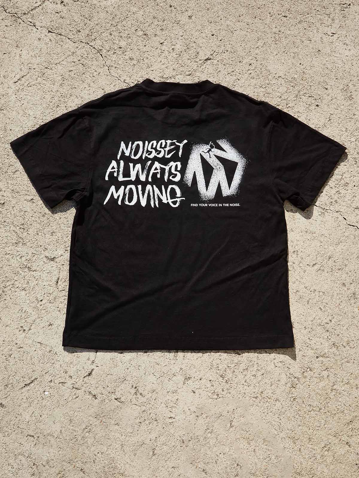 NOISSEY "Always Moving" Graphic Tee - Urban Streetwear Black T-Shirt - Image 5