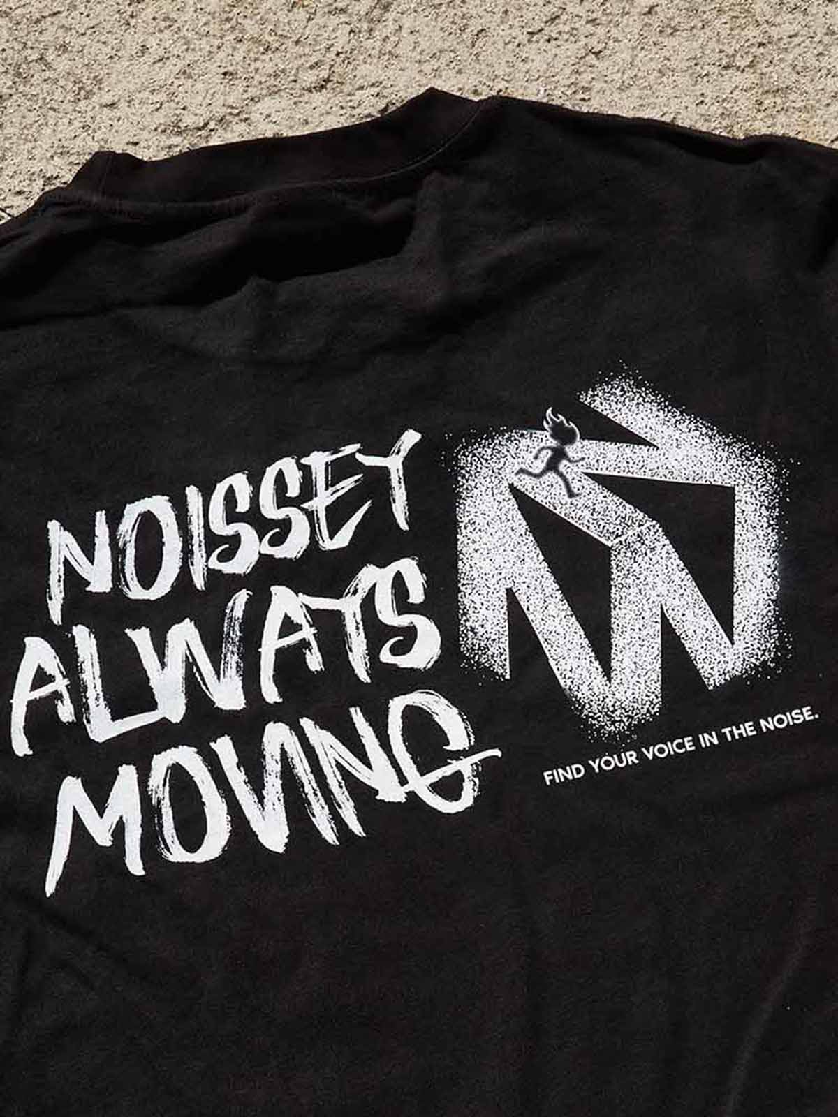 NOISSEY "Always Moving" Graphic Tee - Urban Streetwear Black T-Shirt - Image 6
