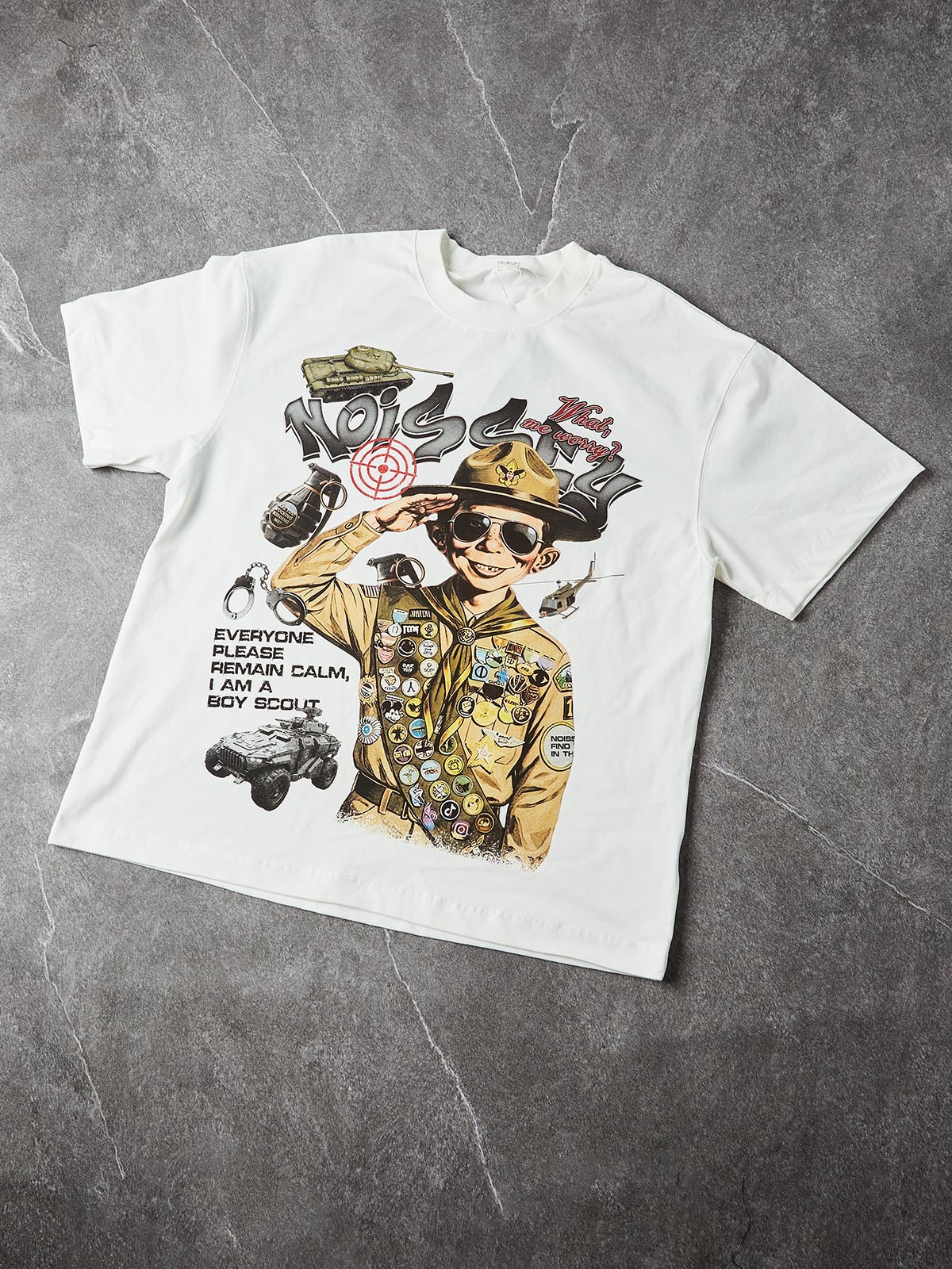 NOISSEY "Bad Boy Scout" Graffiti Art Print Oversized T-Shirt - Image 5