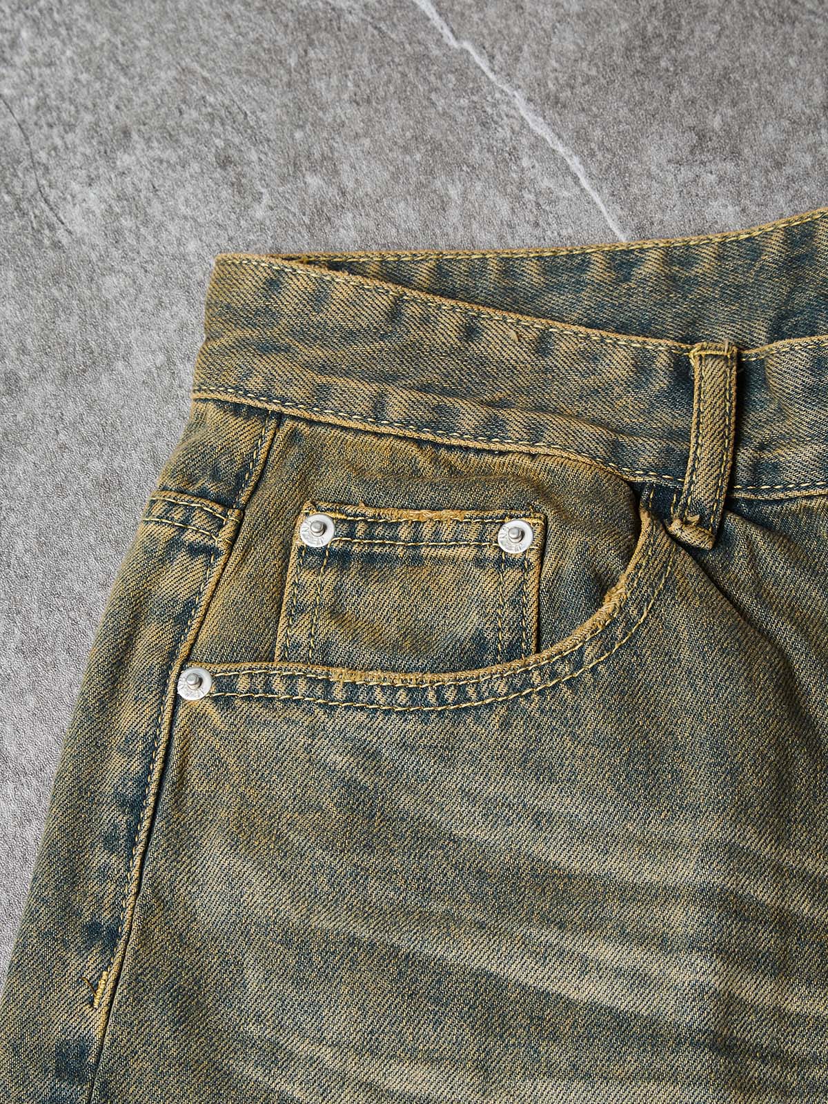 NOISSEY Badge-Work Vintage Wash Boxy Denim Culottes - Dirty Mud - Image 4