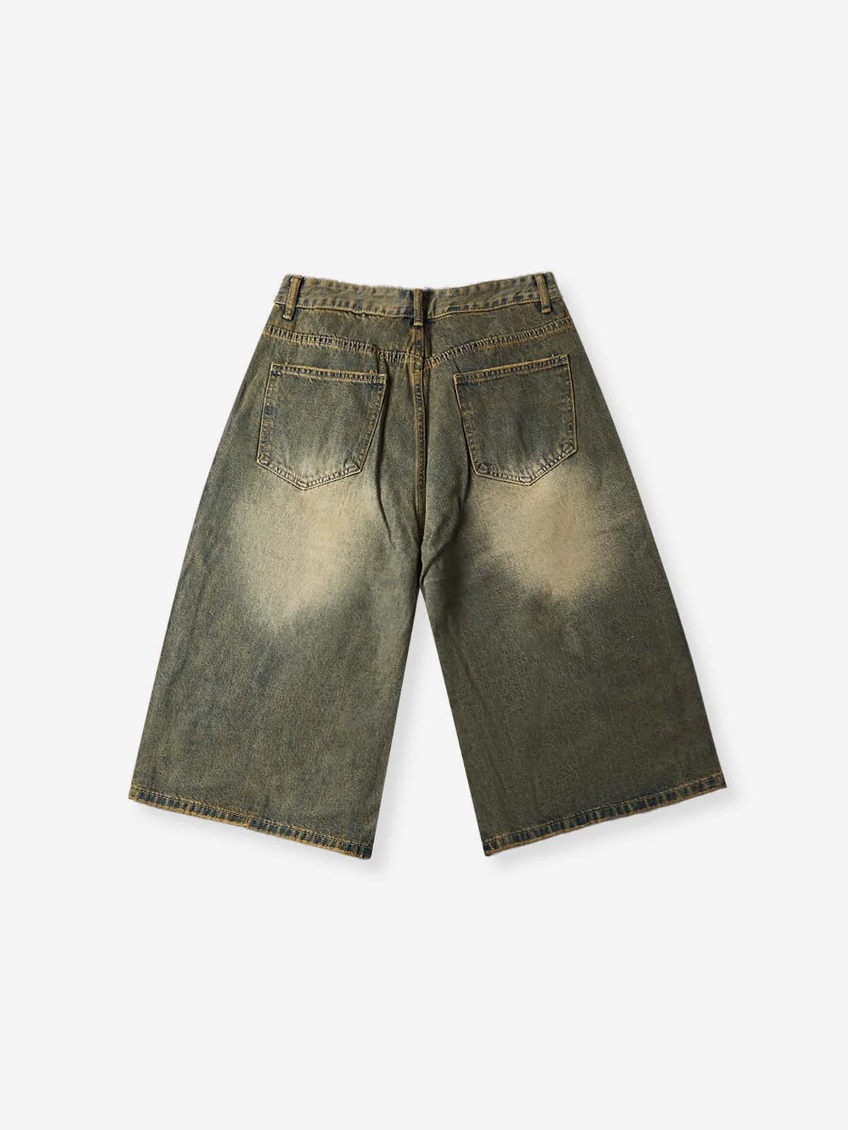 NOISSEY Badge-Work Vintage Wash Boxy Denim Culottes - Dirty Mud - Image 6