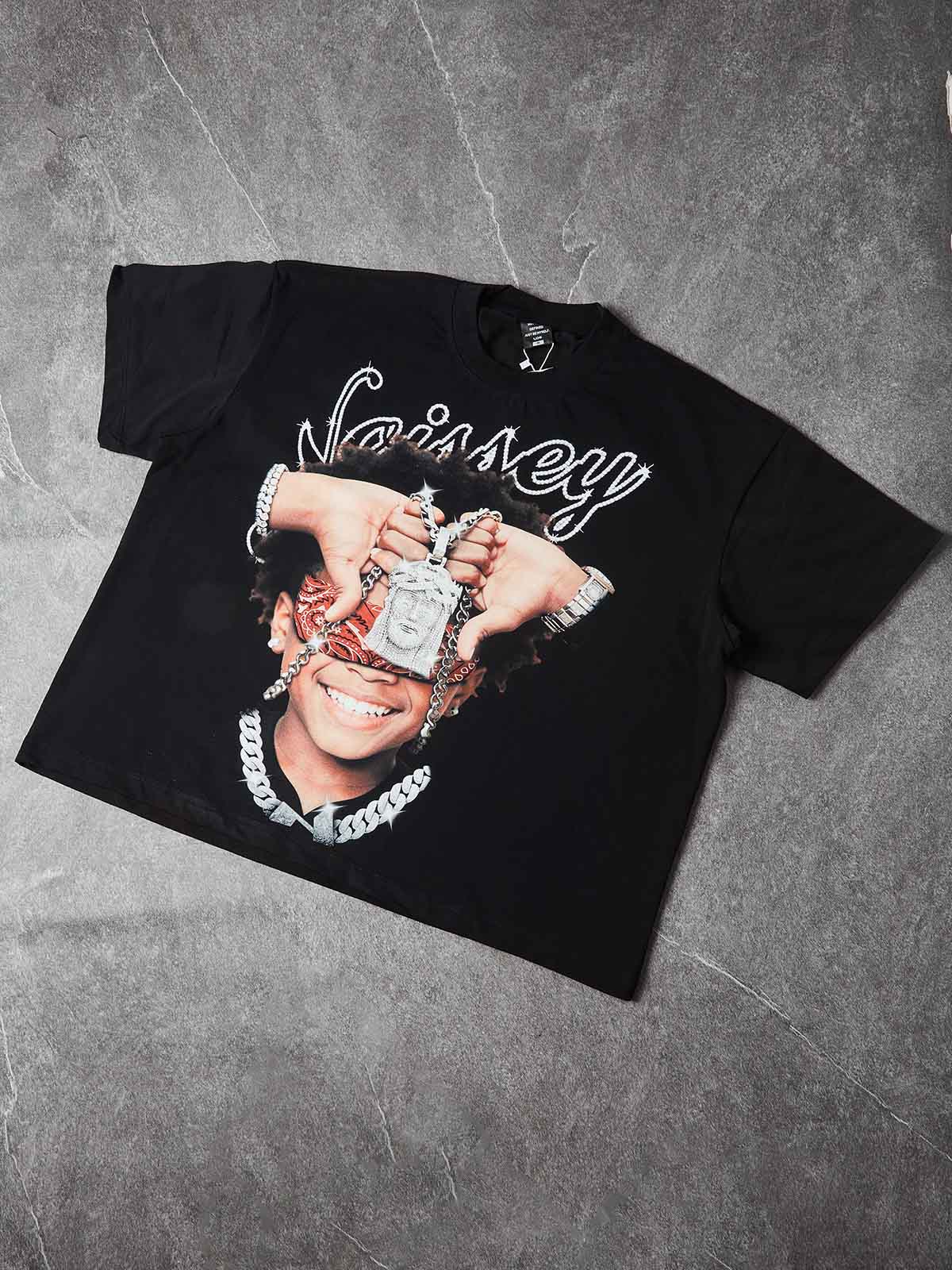 NOISSEY "Blind Faith" Child & Jesus Piece Graphic Rhinestone Heavyweight T-Shirt - Image 4