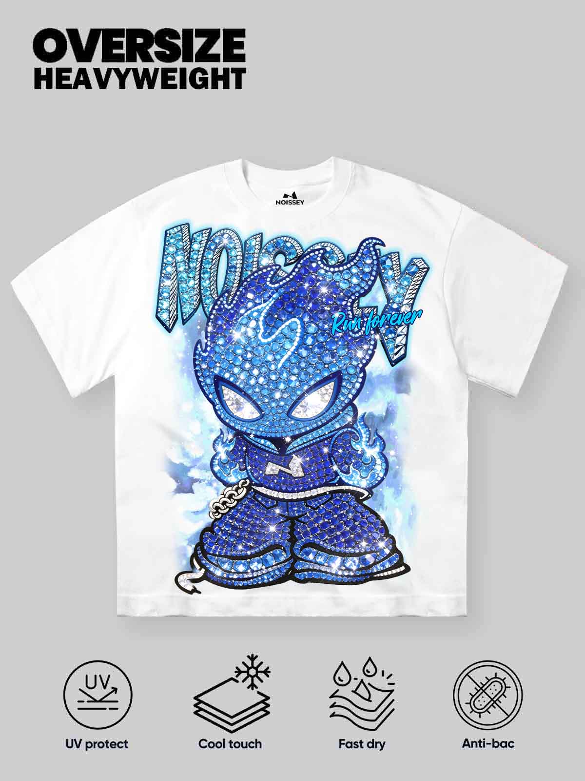 NOISSEY "BLUE ICE FLAME" ICED-OUT CHARACTER ART HEAVYWEIGHT T-SHIRT - Image 10