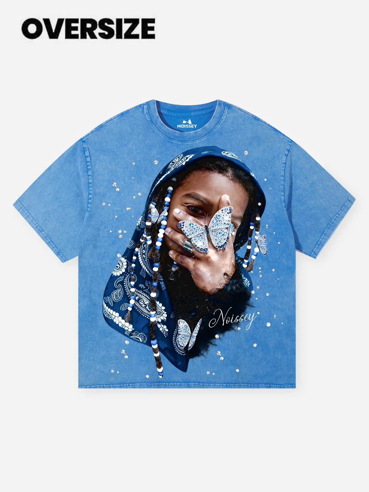 NOISSEY Child with Paisley Bandana Washed Art Print Oversized Graphic T-shirt - Image 2