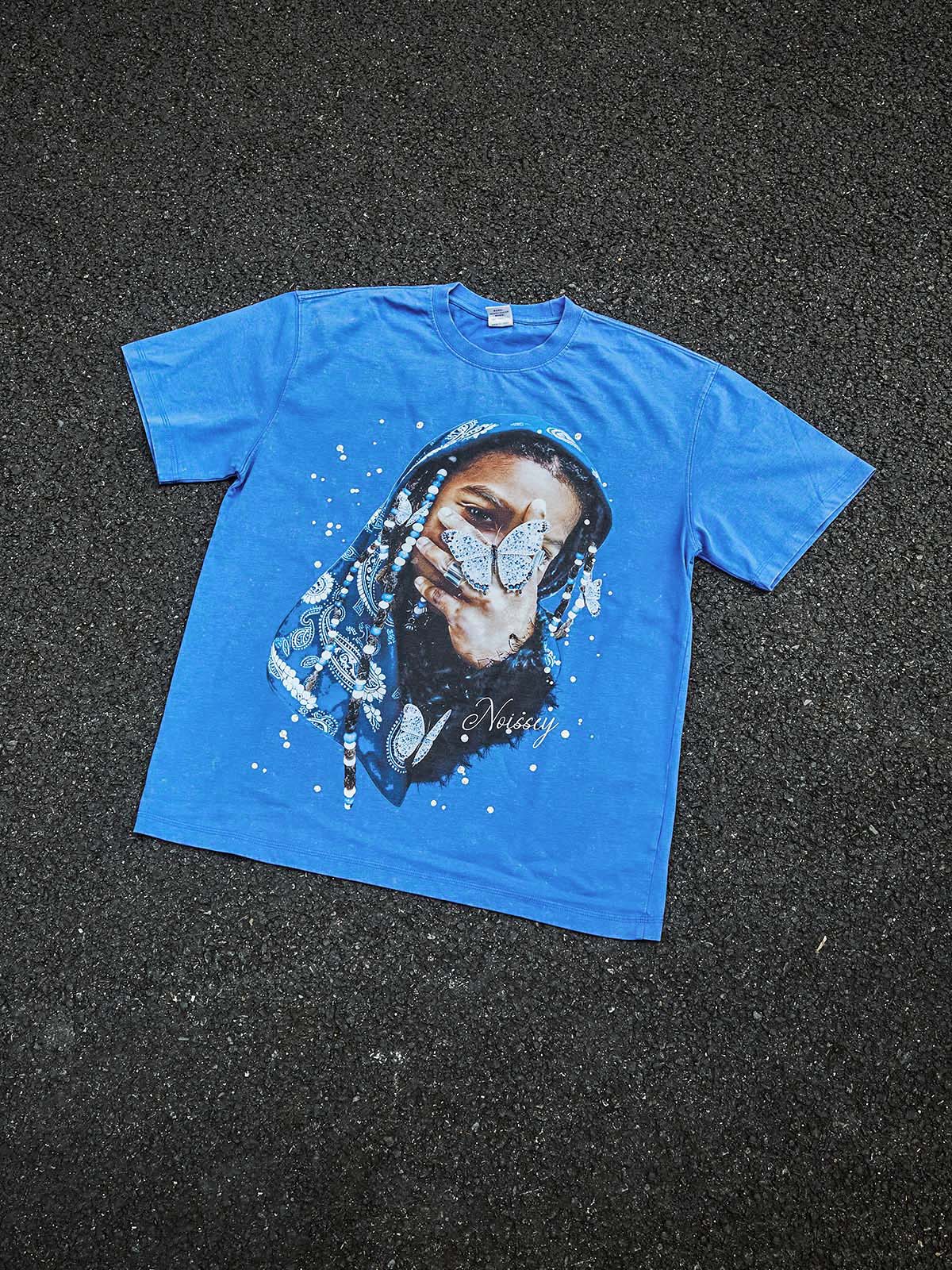 NOISSEY Child with Paisley Bandana Washed Art Print Oversized Graphic T-shirt - Image 4
