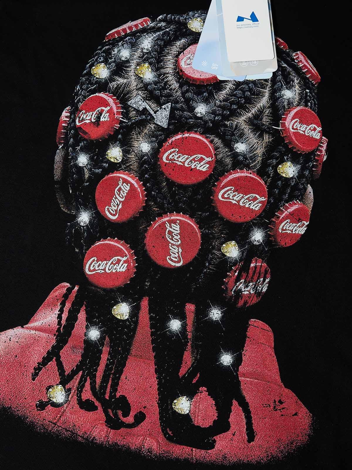 NOISSEY "BOTTLE CAP BRAIDS" POP ART - SHIMMERING OVERSIZED TEE - Image 2