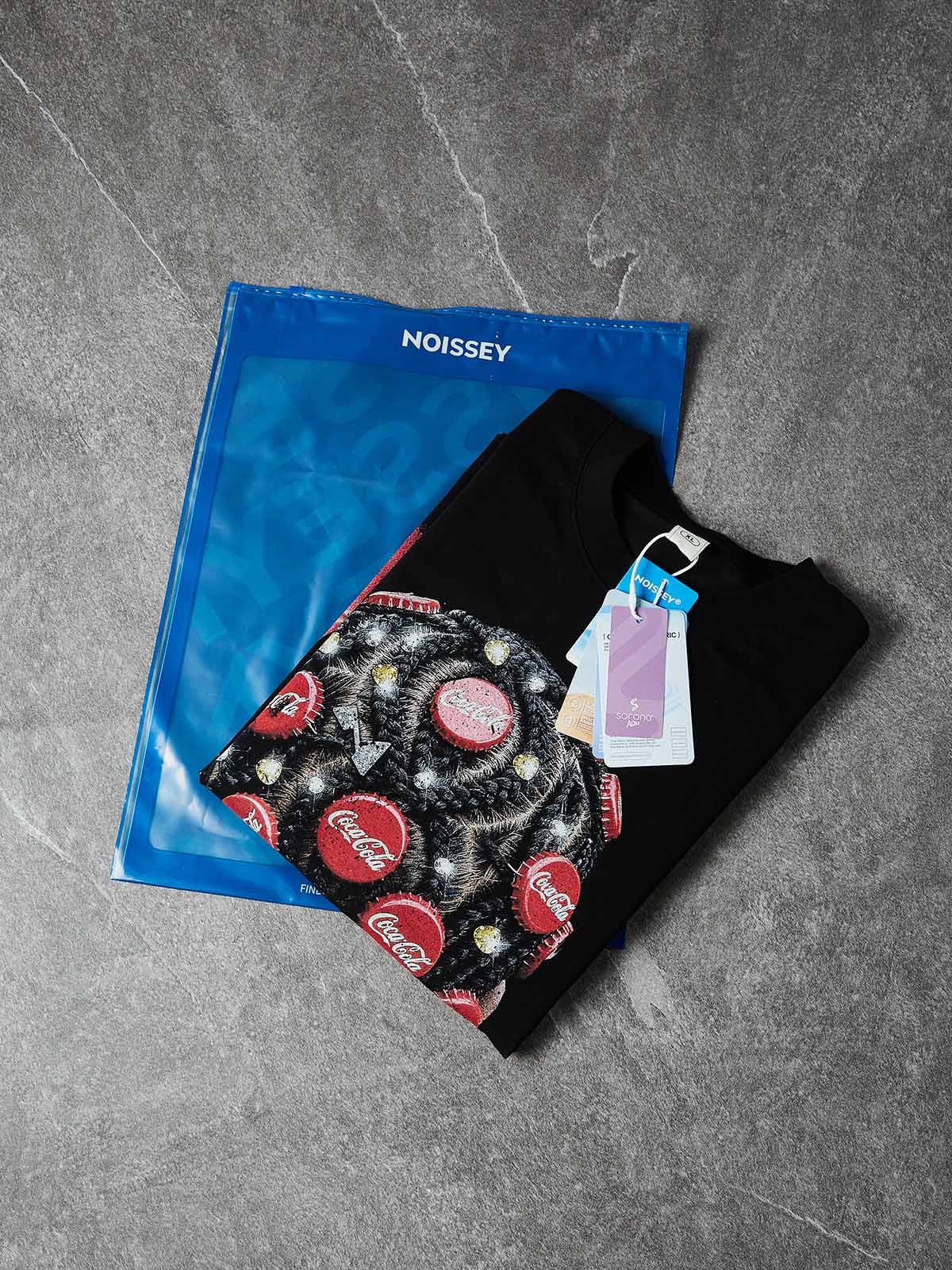 NOISSEY "BOTTLE CAP BRAIDS" POP ART - SHIMMERING OVERSIZED TEE - Image 8