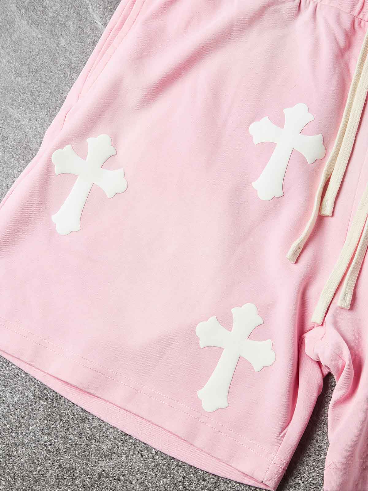 NOISSEY CHERRY BLOSSOM PINK WHITE CROSS CLUSTER GRAPHIC SHORTS - Image 4