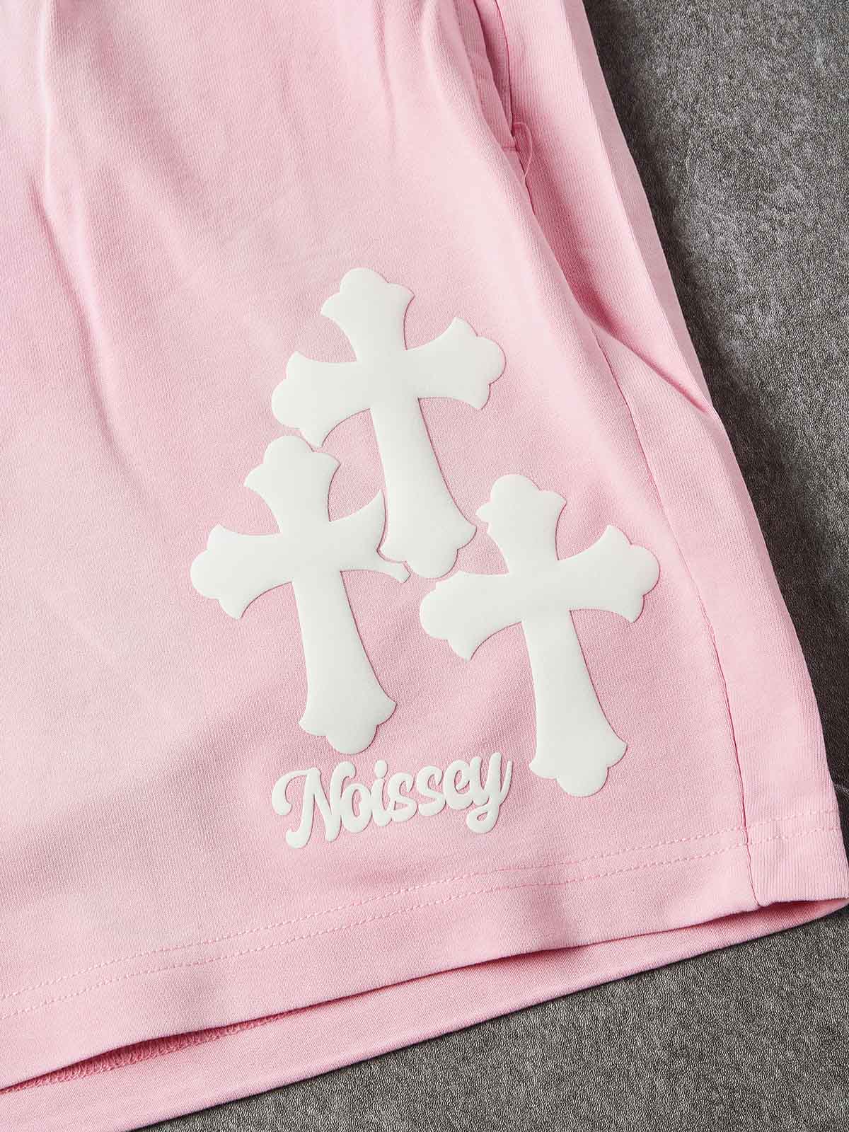 NOISSEY CHERRY BLOSSOM PINK WHITE CROSS CLUSTER GRAPHIC SHORTS - Image 7