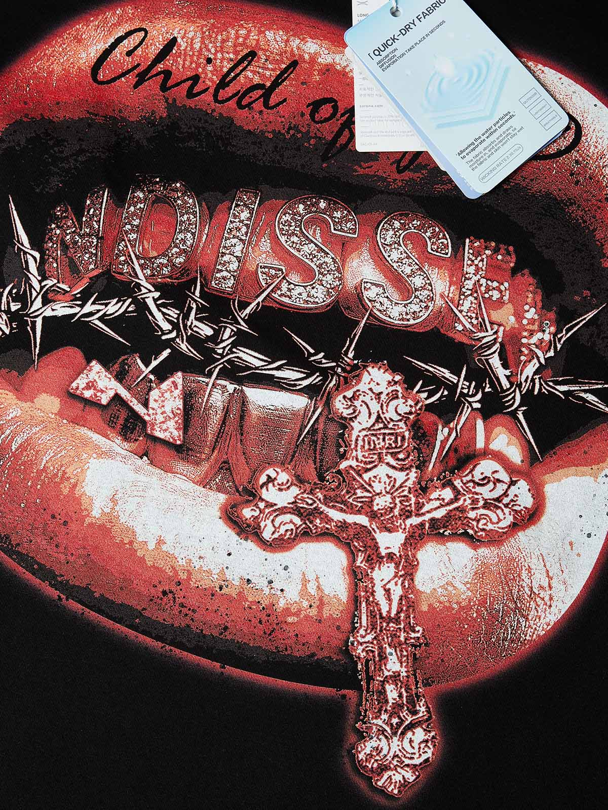NOISSEY "CHILD OF GOD" GRILLS PRINT - RED LIPS OVERSIZED TEE - Image 2