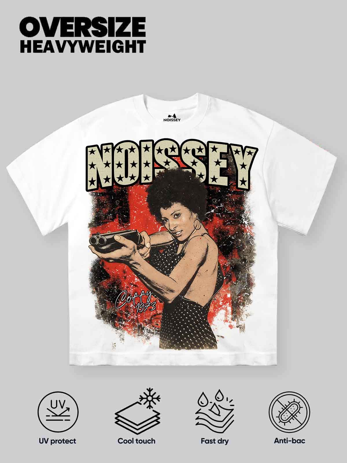 NOISSEY "Coffy 1973" Vintage Cinematic Graphic Tee – Heritage White - Image 2