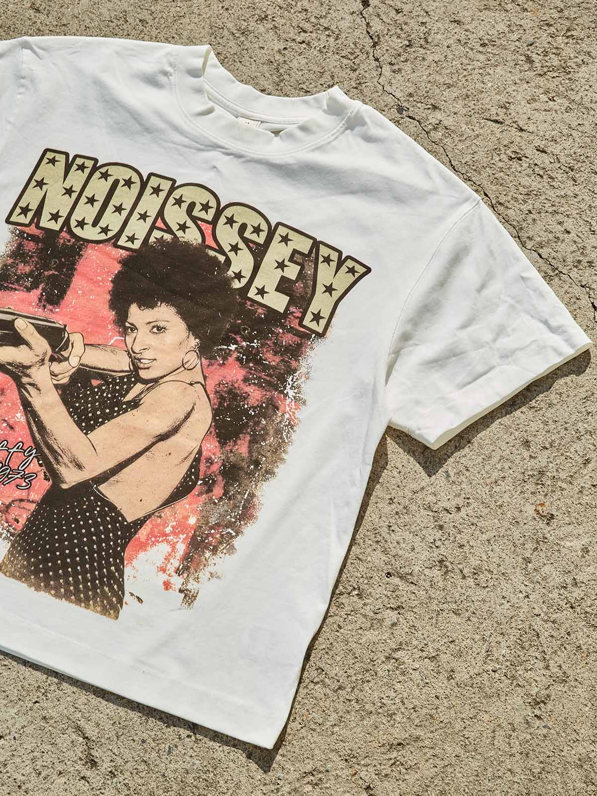 NOISSEY "Coffy 1973" Vintage Cinematic Graphic Tee – Heritage White - Image 6