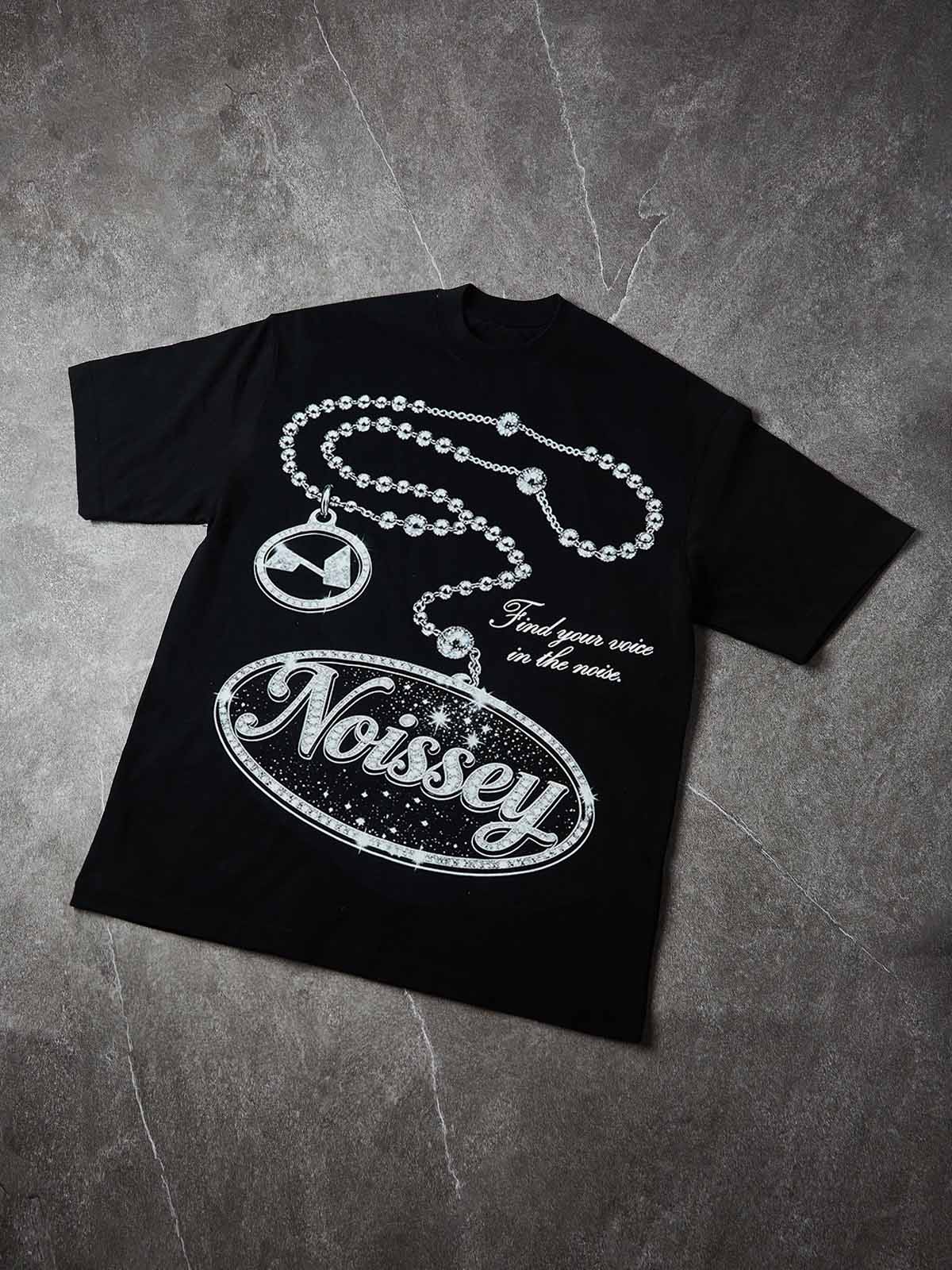 NOISSEY "Diamond Chain Archive" Graphic Boxy Heavyweight Tee - Onyx Black - Image 3
