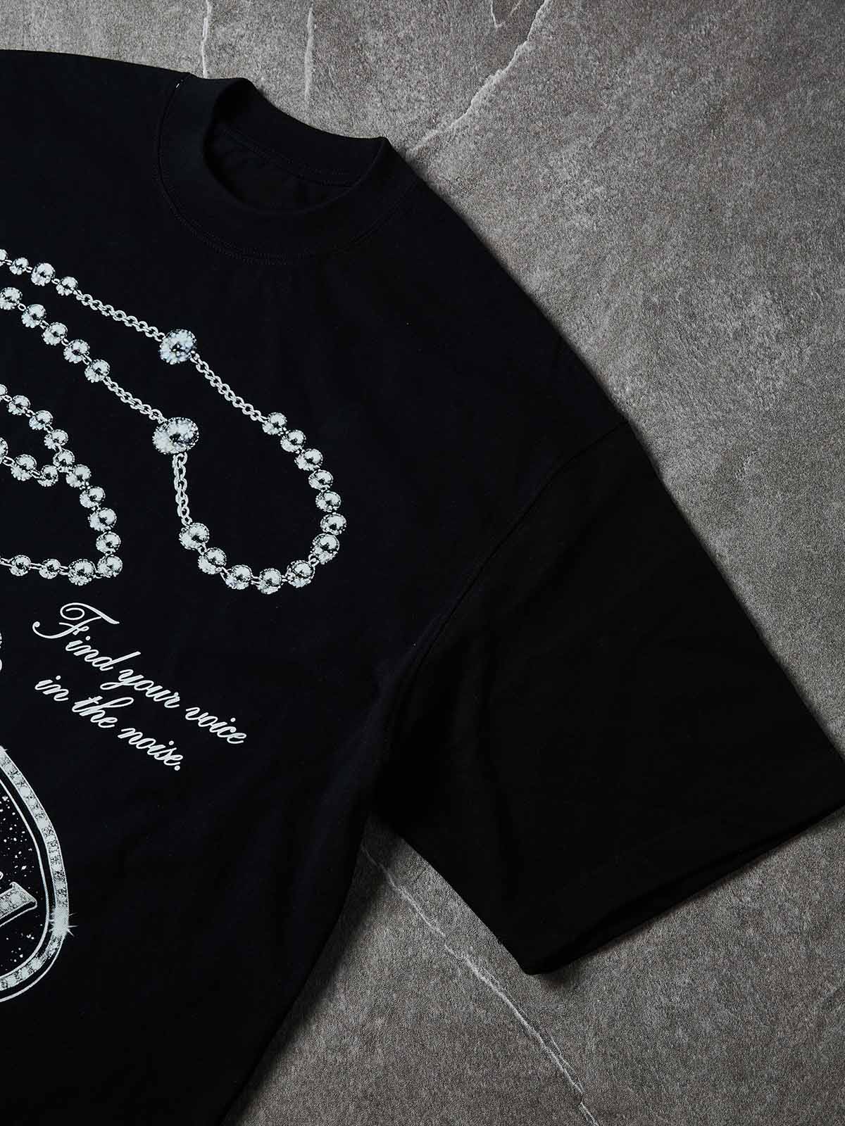 NOISSEY "Diamond Chain Archive" Graphic Boxy Heavyweight Tee - Onyx Black - Image 4