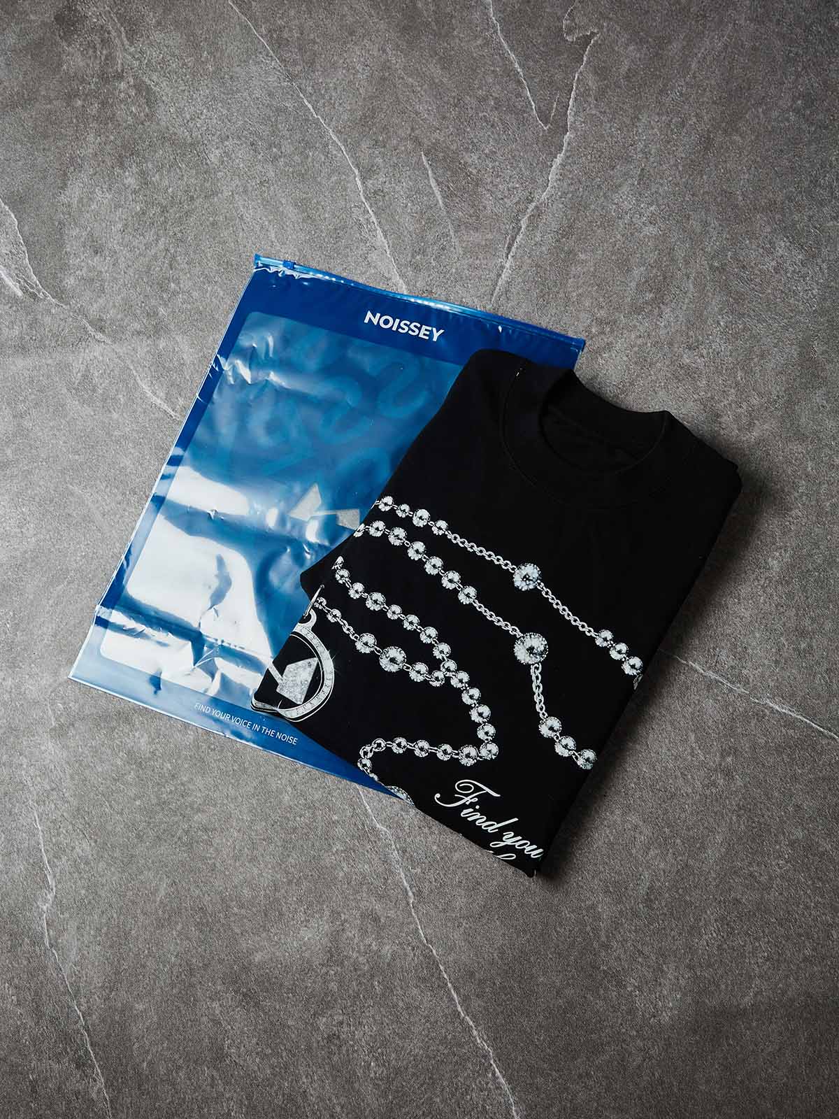 NOISSEY "Diamond Chain Archive" Graphic Boxy Heavyweight Tee - Onyx Black - Image 5