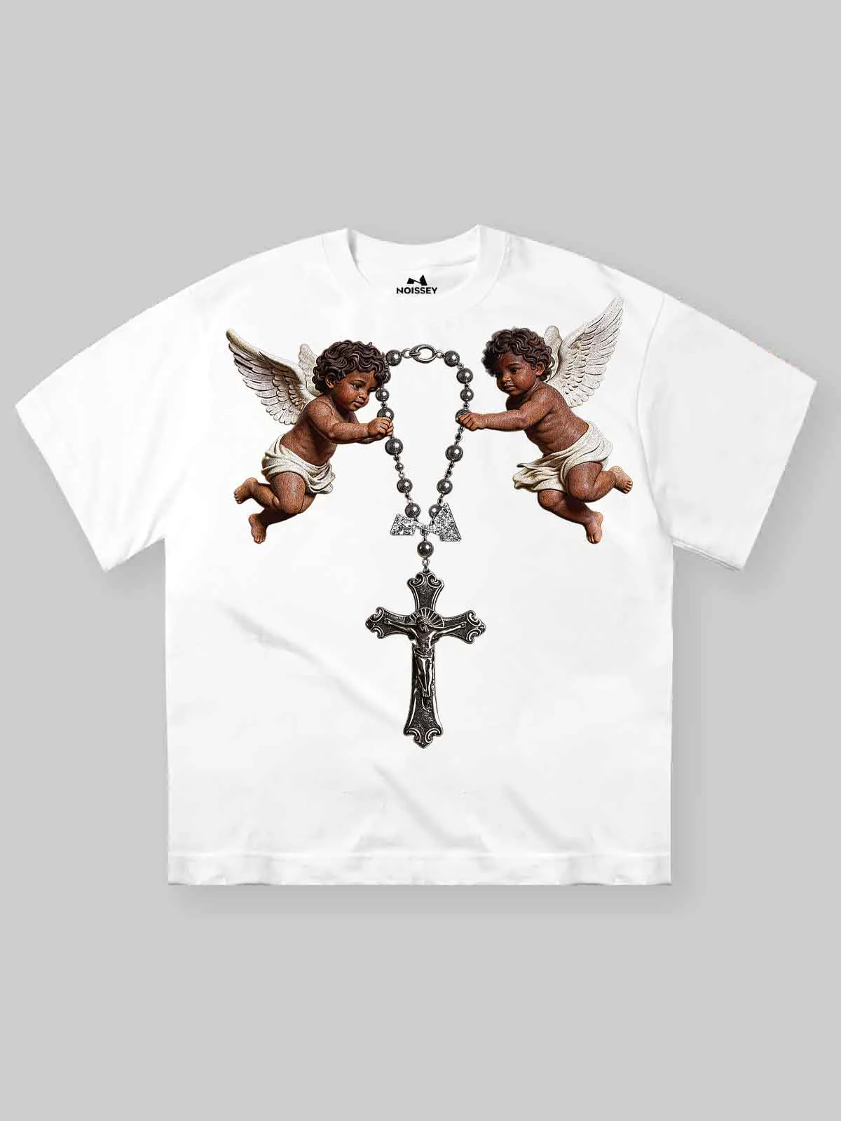 NOISSEY "Cherub Divine Faith" Boxy Heavyweight Tee - White