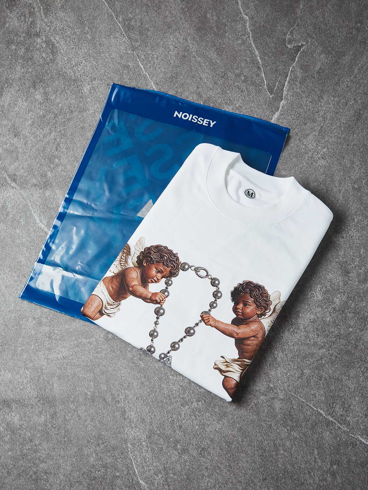NOISSEY "Cherub Divine Faith" Boxy Heavyweight Tee - White - Image 6
