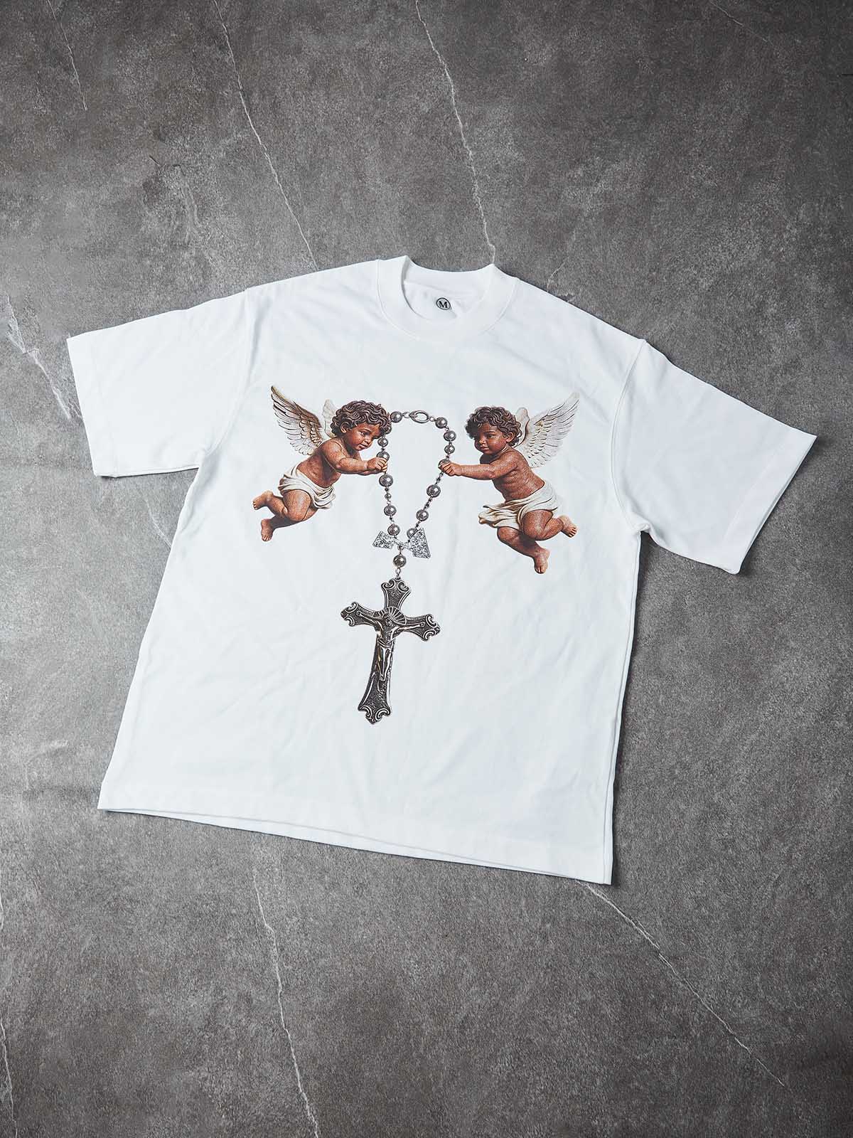 NOISSEY "Cherub Divine Faith" Boxy Heavyweight Tee - White - Image 8