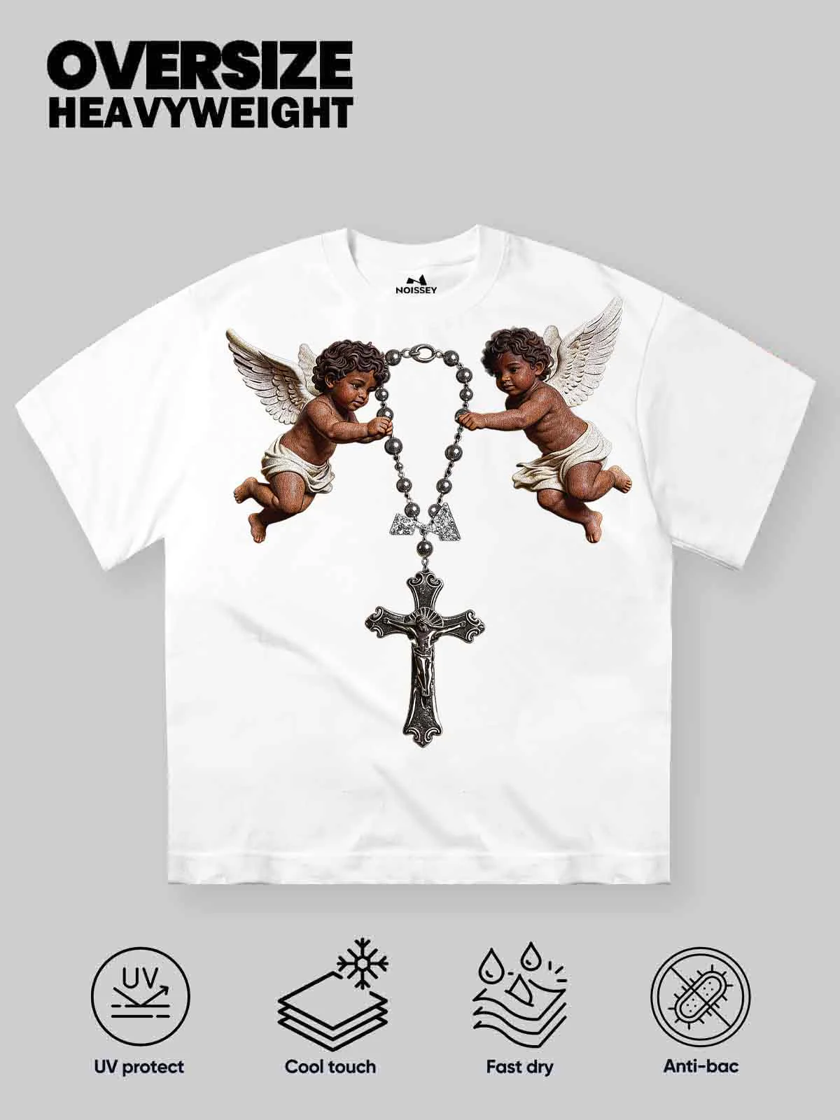 NOISSEY "Cherub Divine Faith" Boxy Heavyweight Tee - White - Image 9