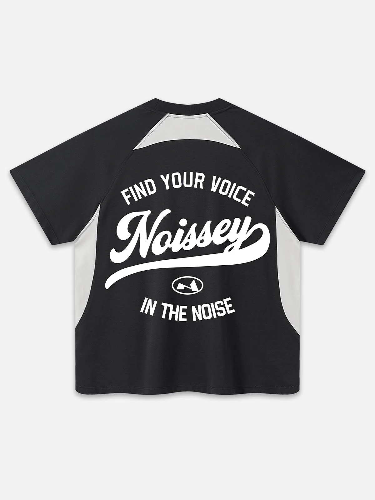 NOISSEY "FIND YOUR VOICE" OVERSIZED RAGLAN T-SHIRT - BLACK/WHITE - Image 3