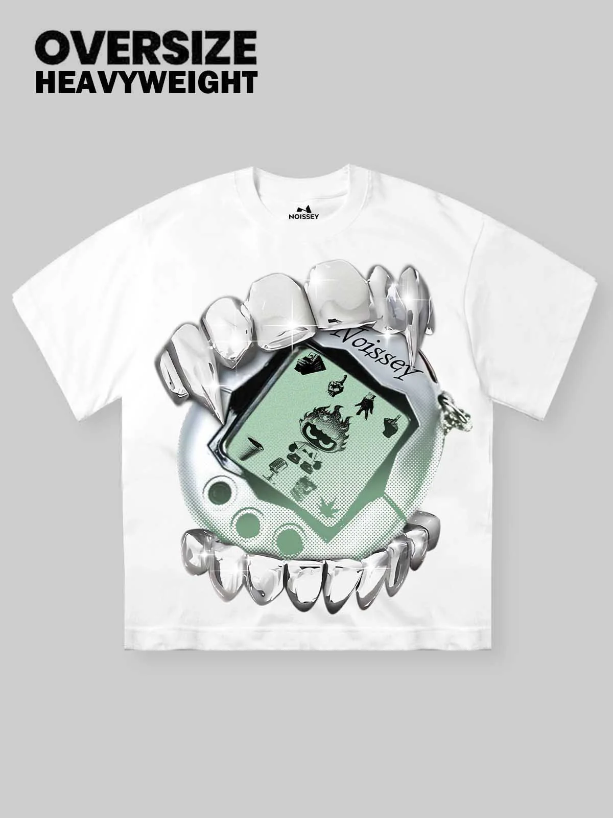 Noissey Fire man Retro Cyber Art Print T-Shirt - Image 2