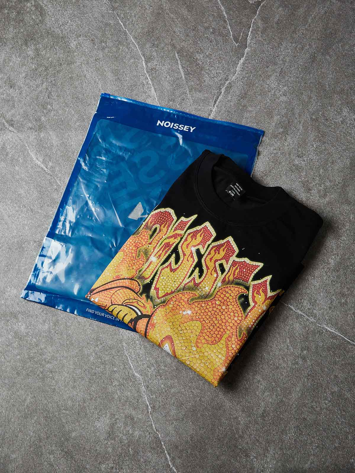 NOISSEY "FLAME TWINS" FULL-RHINESTONE OVERSIZED ART TEE - Image 8