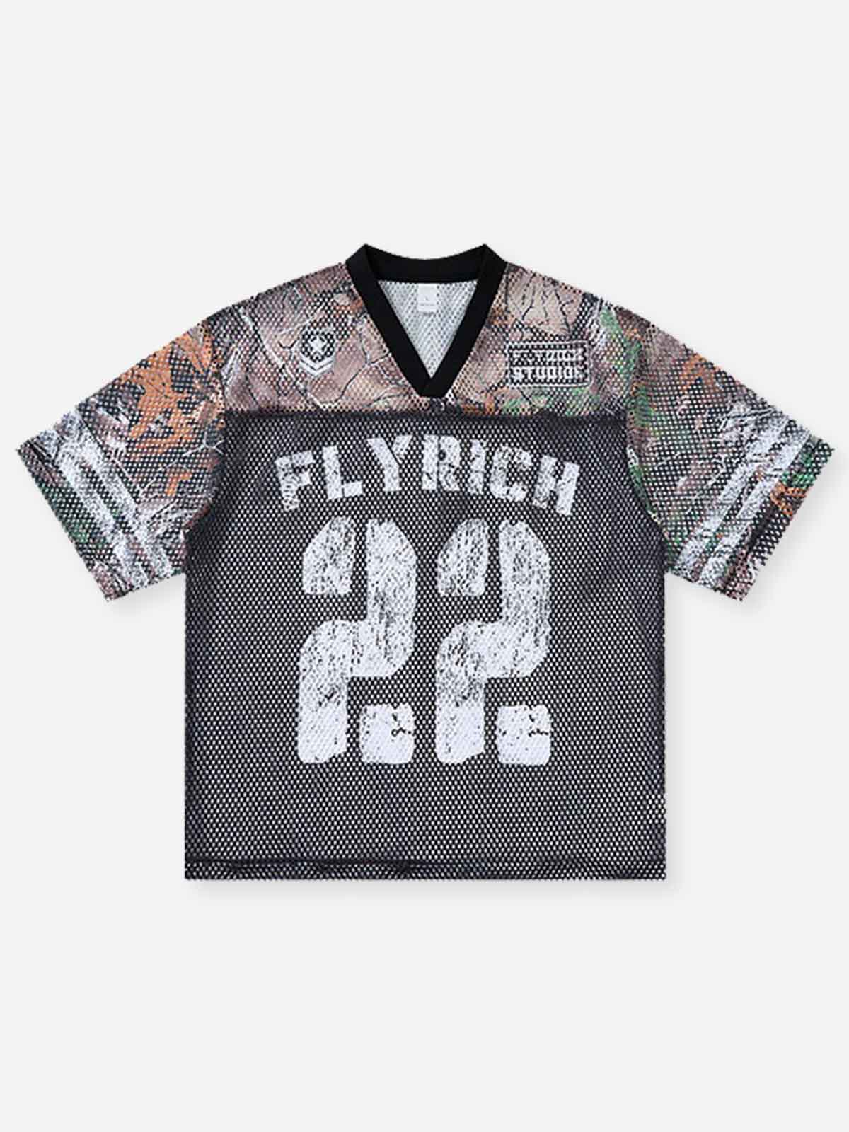 NOISSEY "FLY RICH" 22 - MESH PANEL CAMO RACING JERSEY TEE