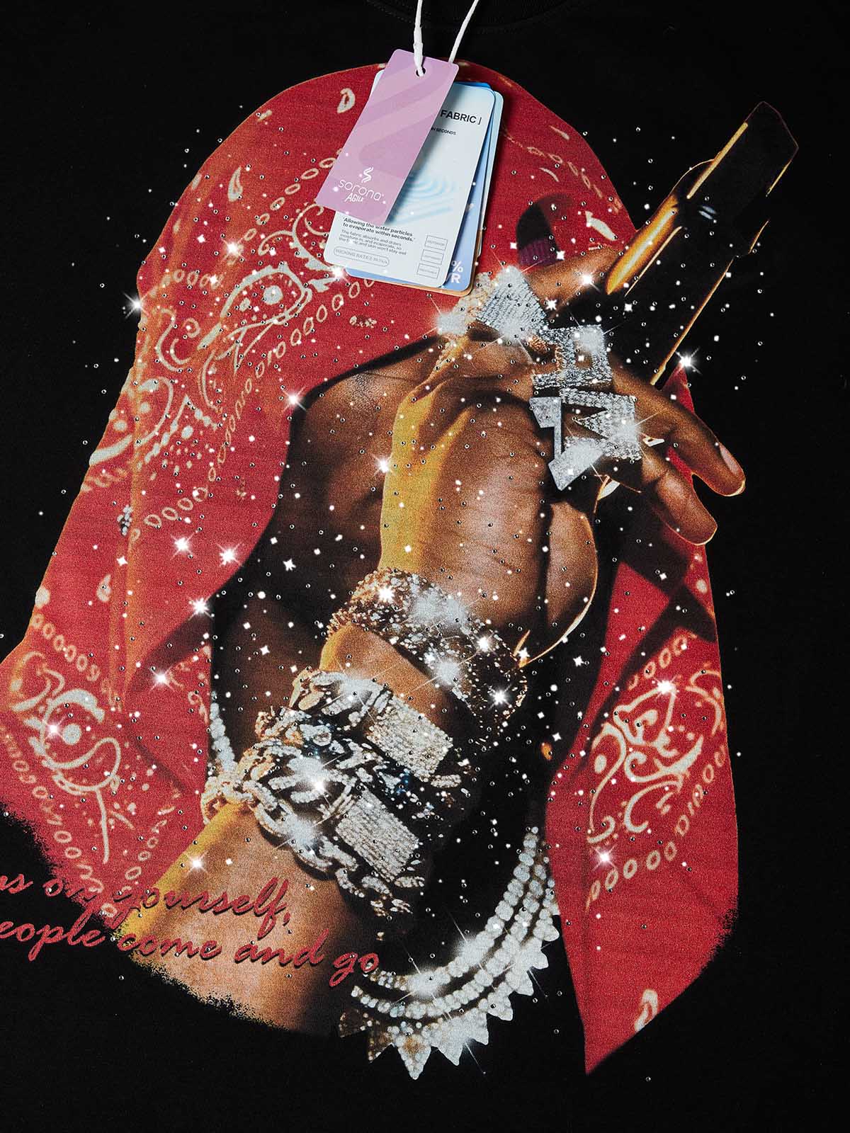 NOISSEY "FOCUS ON YOURSELF" RHINESTONE ART - SHIMMERING OVERSIZED TEE - Image 3