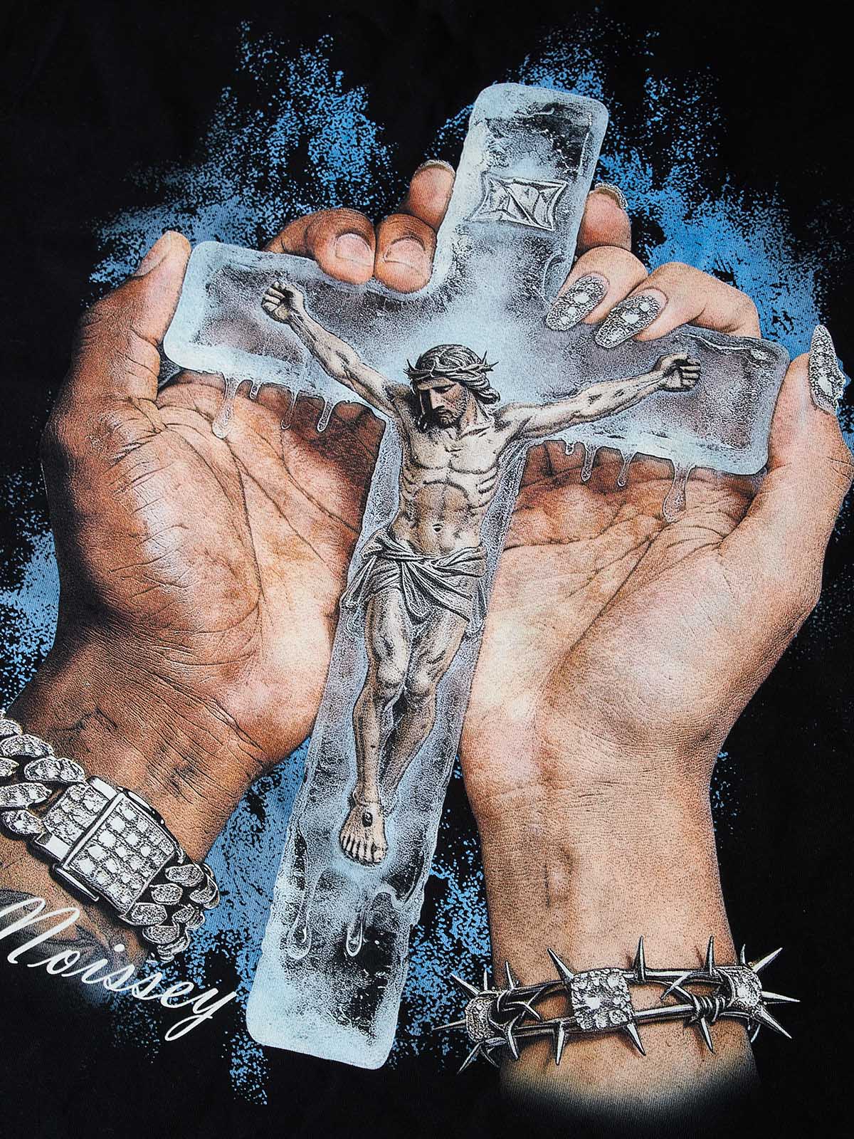 NOISSEY "FROZEN FAITH" ICED JESUS CRUCIFIX GRAPHIC TANK TOP - Image 3