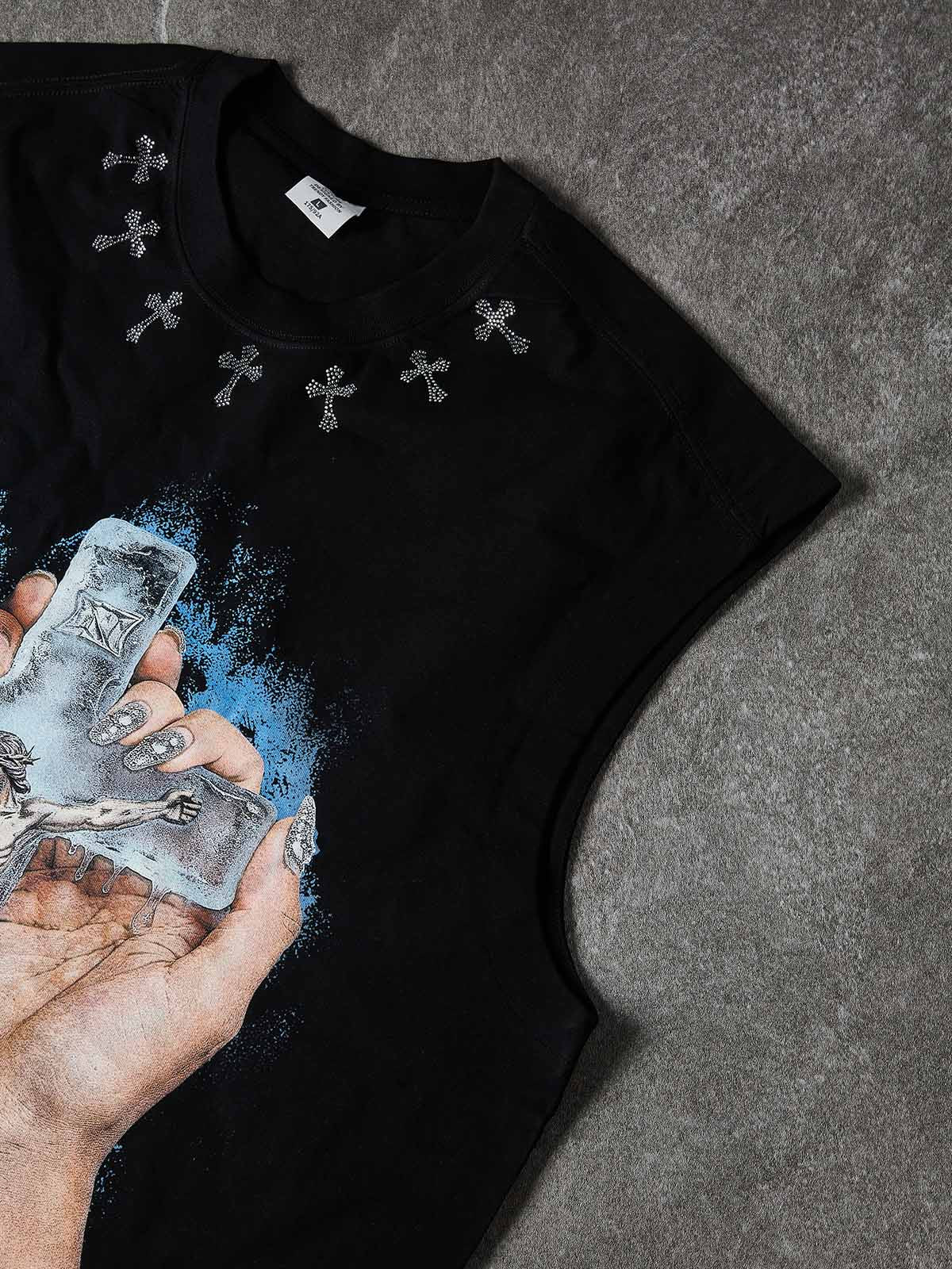 NOISSEY "FROZEN FAITH" ICED JESUS CRUCIFIX GRAPHIC TANK TOP - Image 6