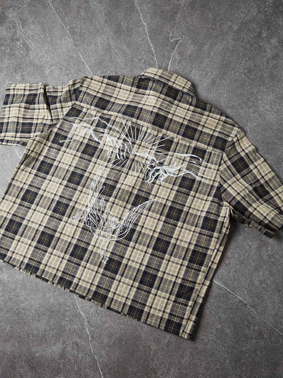 NOISSEY "GENESIS" ANGELIC ICONOGRAPHY CHECKERED SHORT-SLEEVE SHIRT - Image 3