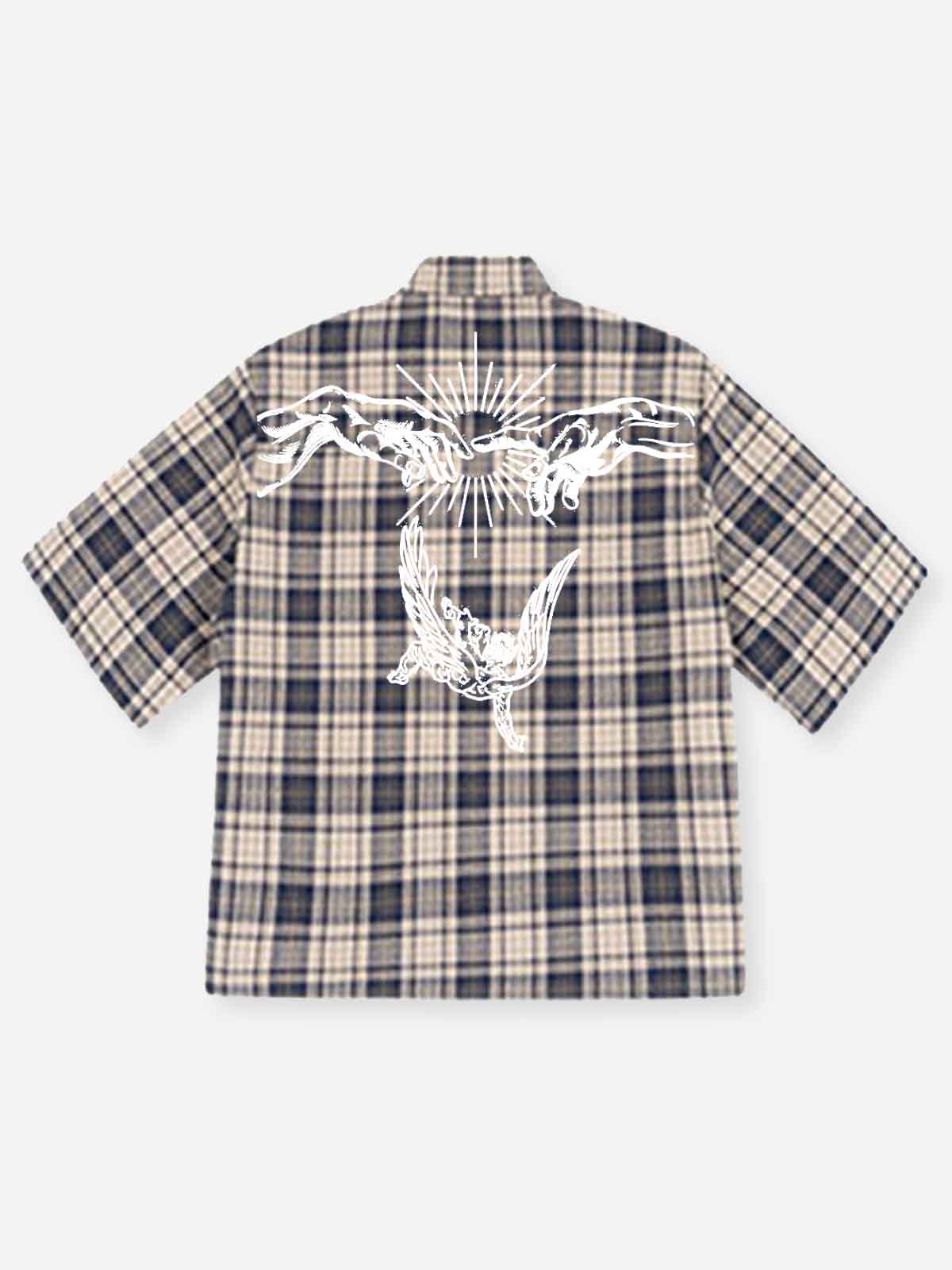 NOISSEY "GENESIS" ANGELIC ICONOGRAPHY CHECKERED SHORT-SLEEVE SHIRT - Image 8