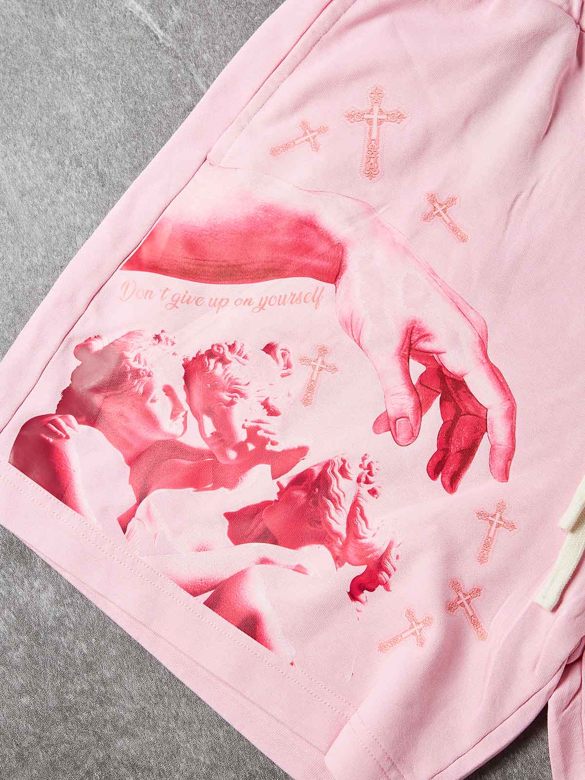 NOISSEY "GENESIS REBORN" VINTAGE DISTRESSED ART PRINT SWEAT SHORTS - Image 3