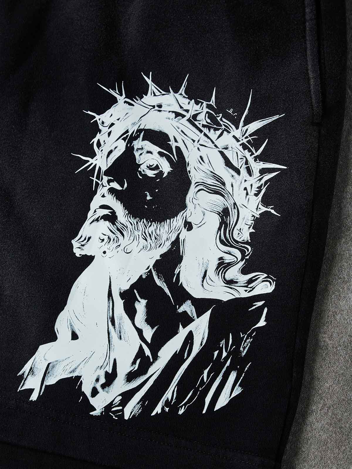 NOISSEY "GOD BLESS" RELIGIOUS JESUS PORTRAIT GRAPHIC SWEATPANTS - Image 3