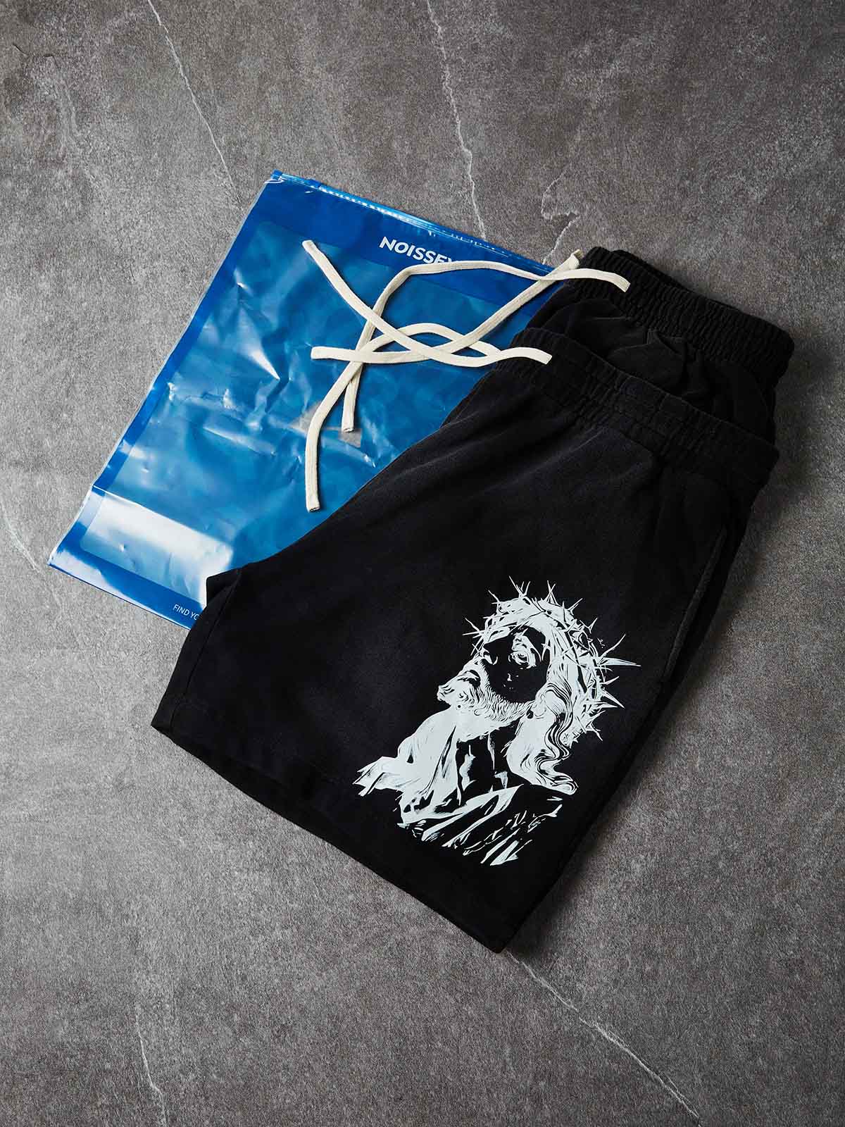 NOISSEY "GOD BLESS" RELIGIOUS JESUS PORTRAIT GRAPHIC SWEATPANTS - Image 5